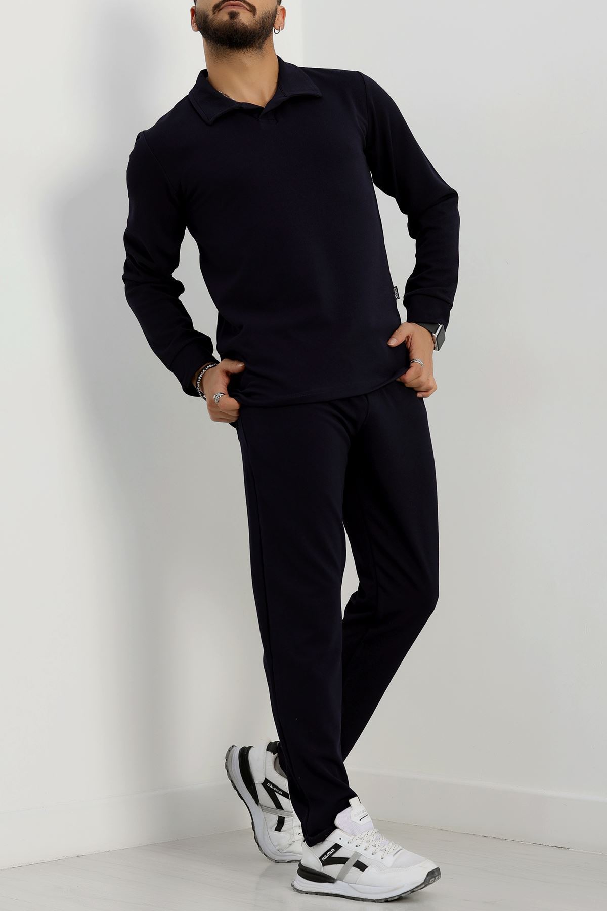 Zra Krep Polo Yaka Erkek Takım Lacivert - 42187.1937.