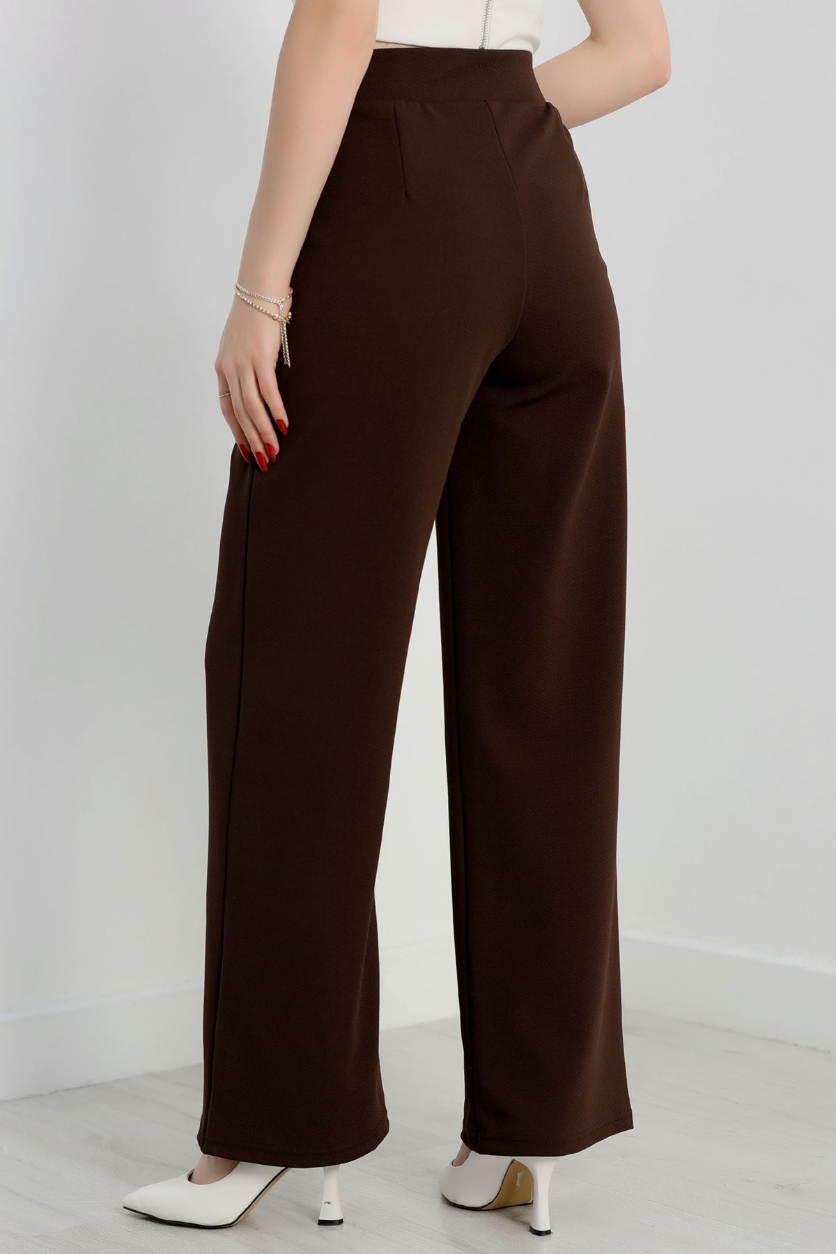 Zra Krep Likralı Pantolon  Kahve - 90122.1837.