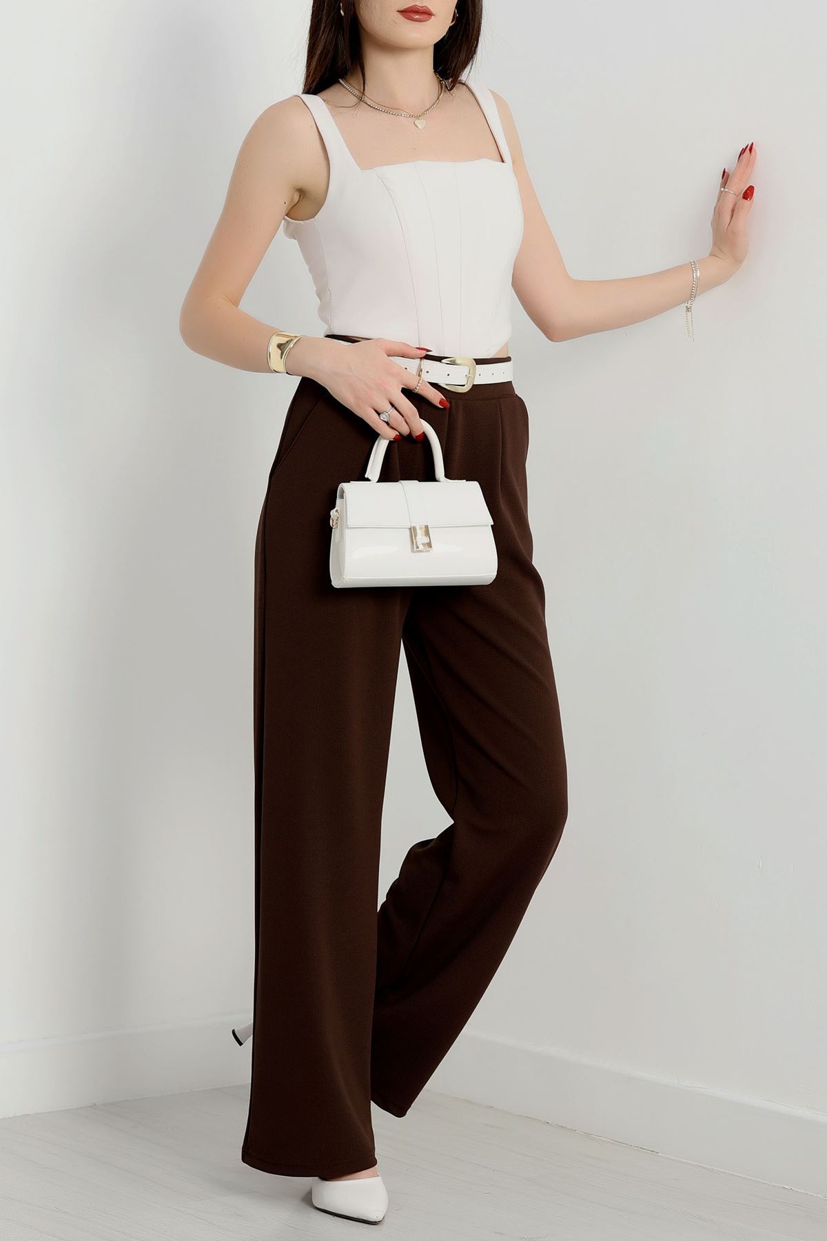 Zra Krep Likralı Pantolon  Kahve - 90122.1837.