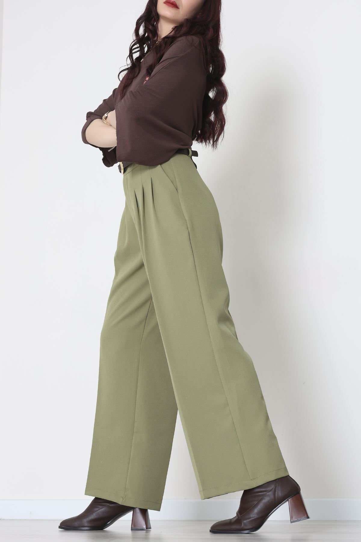 Premium Pileli Palazzo Pantolon Çağla - 51609.683.