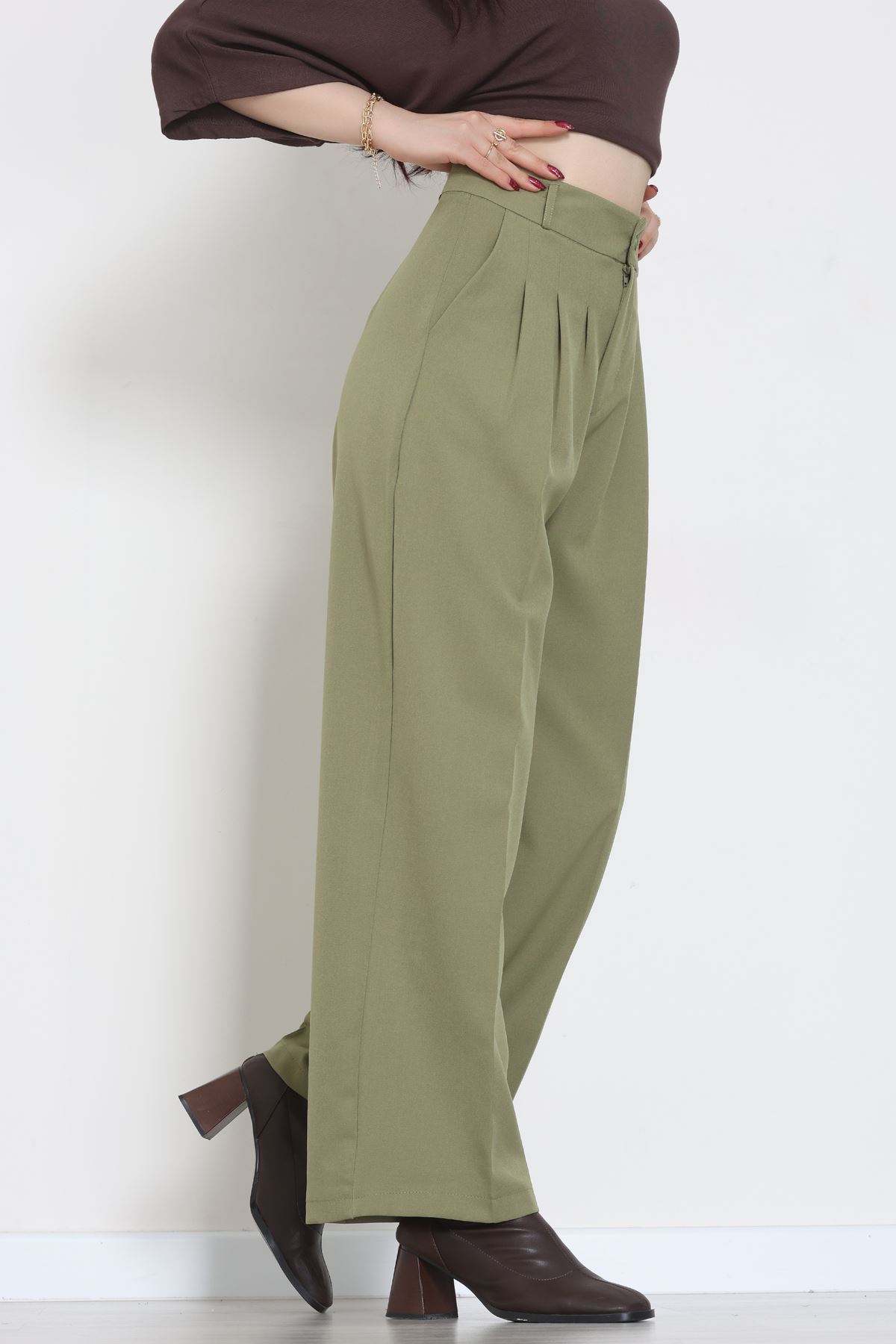 Premium Pileli Palazzo Pantolon Çağla - 51609.683.