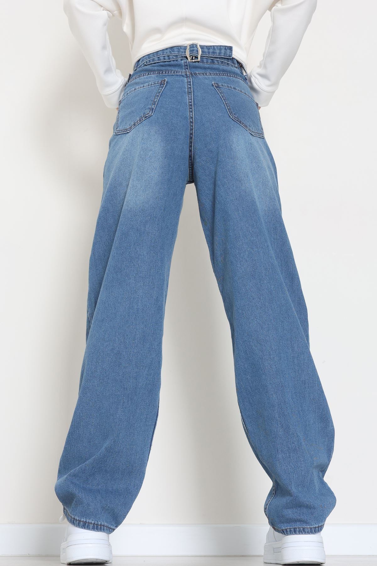 Tokalı Baggy Kot Pantolon Açıkmavi - 31558.2088.