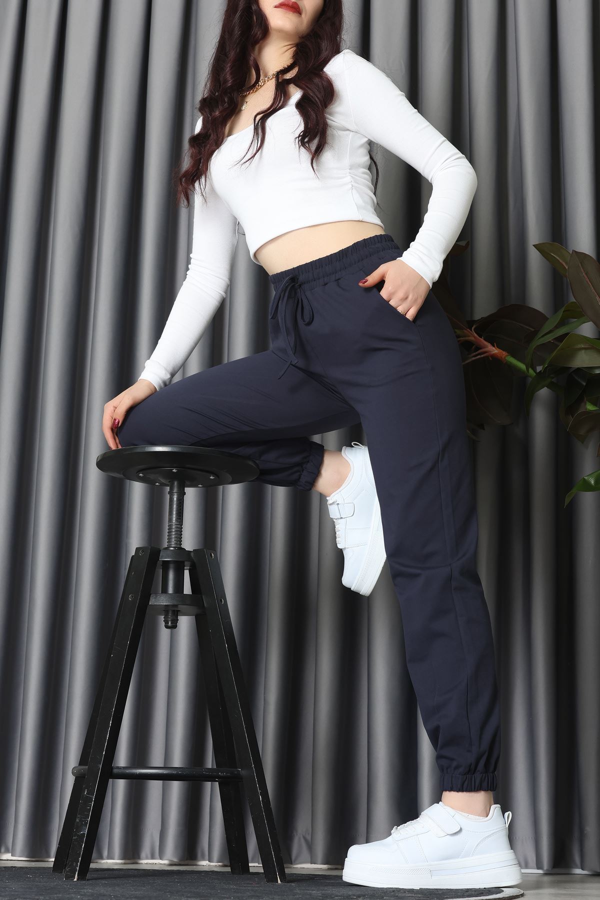 Modal Kumaş Jogger Pantolon Lacivert - 31591.444.