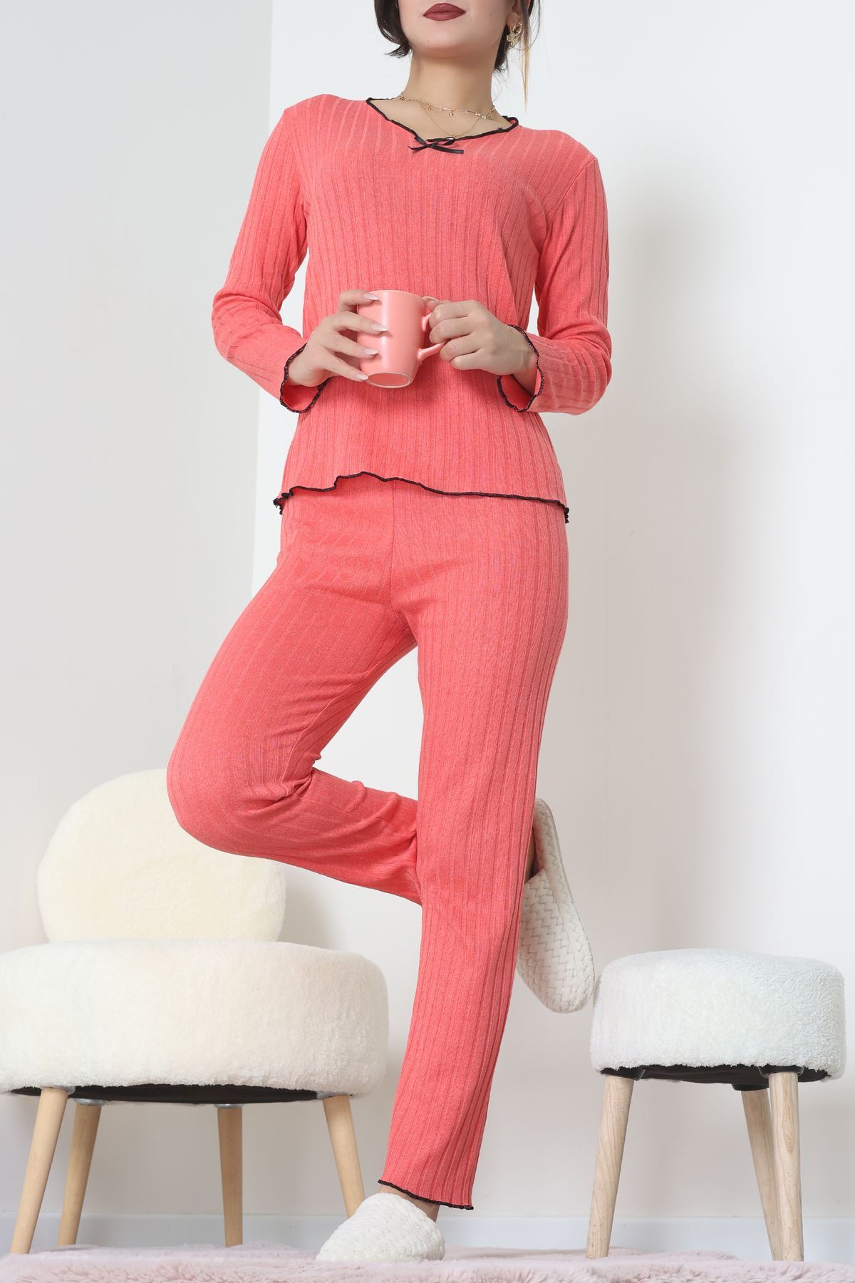 Fitilli İnterlok Pijama Takımı Narçiçeği - 70796.1048.