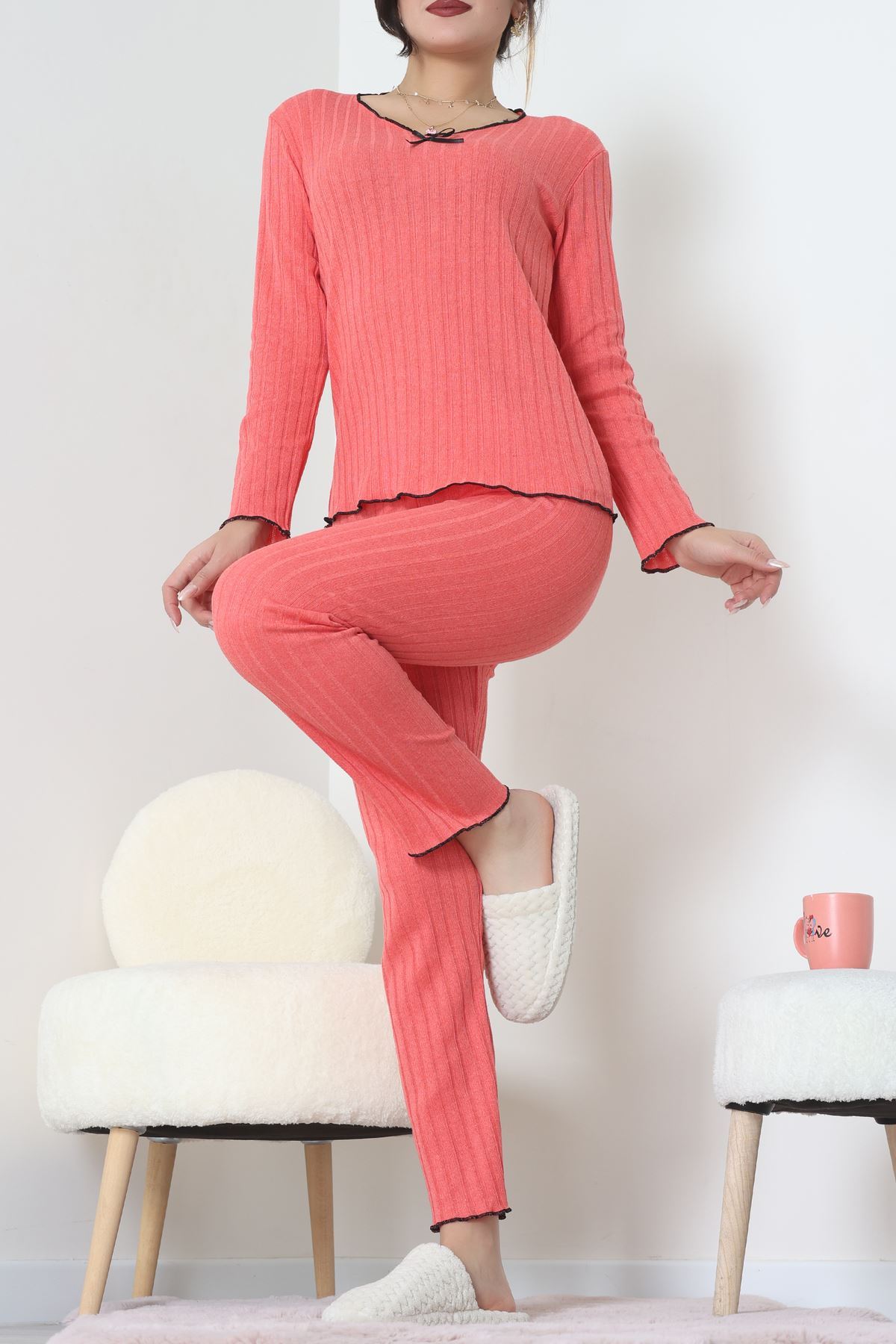 Fitilli İnterlok Pijama Takımı Narçiçeği - 70796.1048.