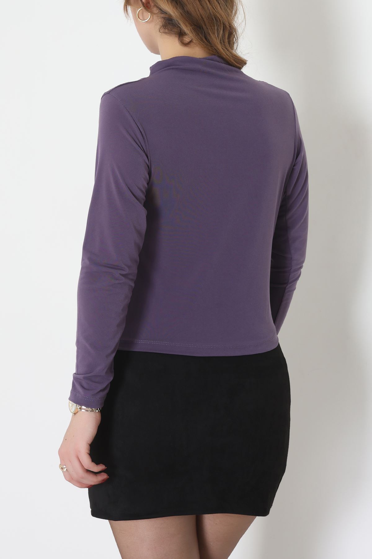 Drape Detay Sandy Bluz Eflatun - 70698.1949.