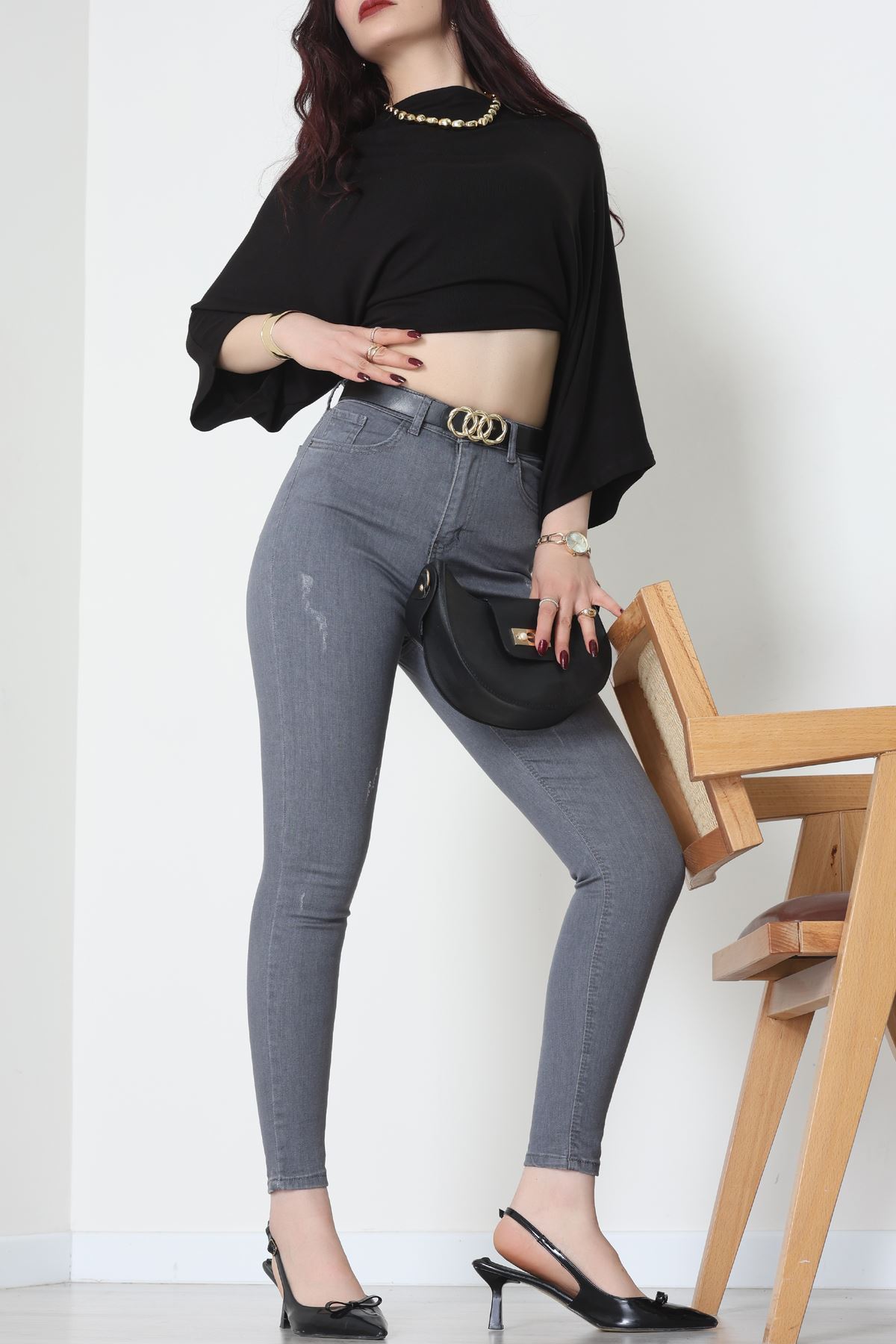 Dar Paça Kot Pantolon Füme - 42701.2121.