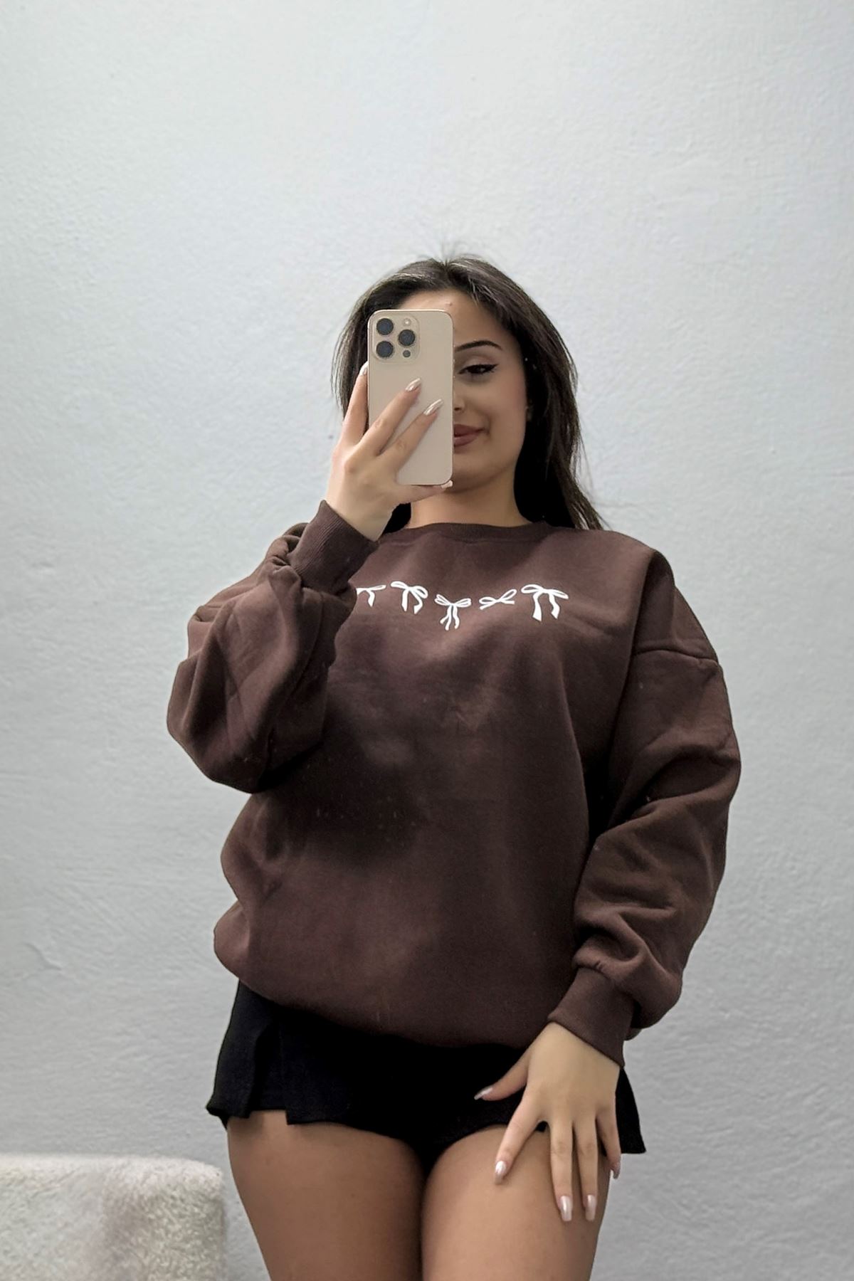 3 İplik Baskılı Sweat Kahve - 42243.1878.