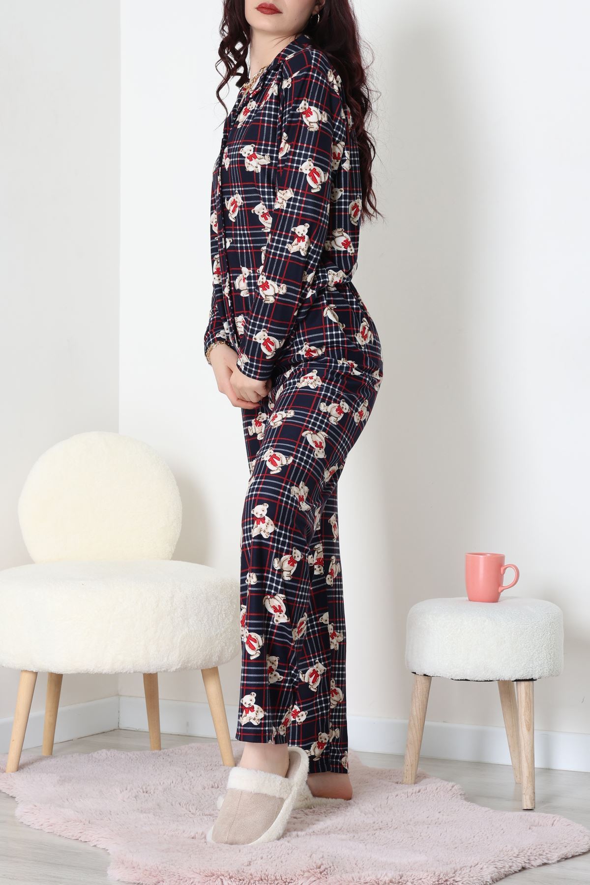 Düğmeli Süet Takım Ekoseayı - 450.1287.