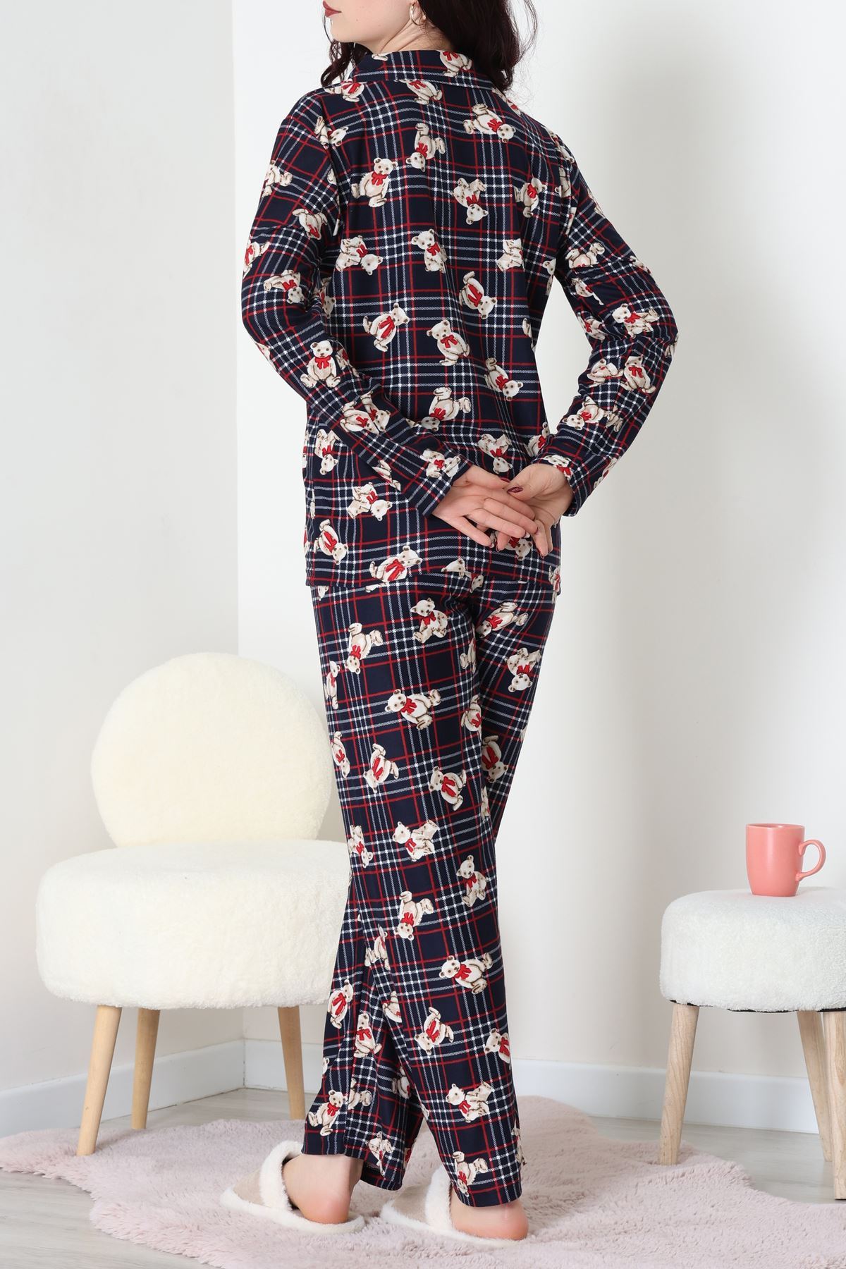 Düğmeli Süet Takım Ekoseayı - 450.1287.