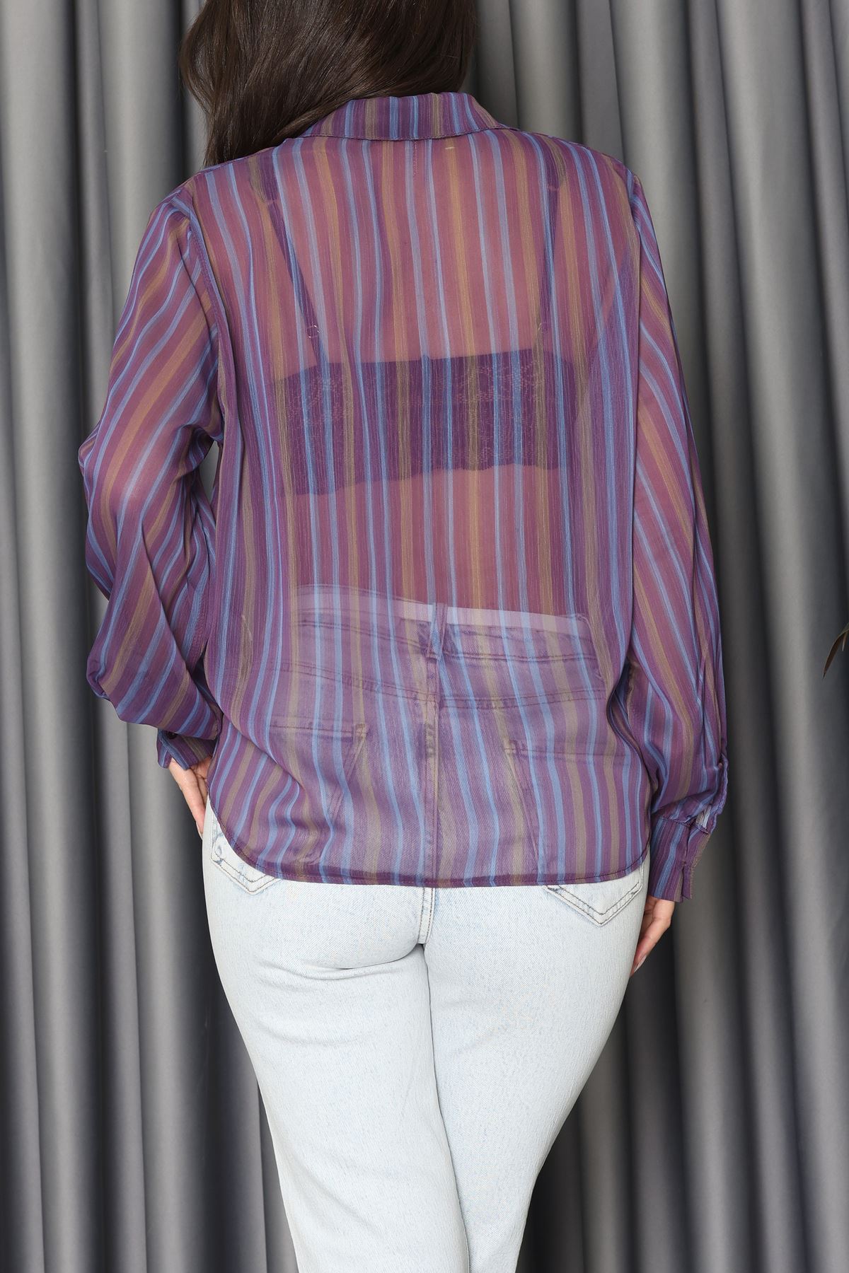 Kolları Bombeli Gömlek Mor - 80740.444.