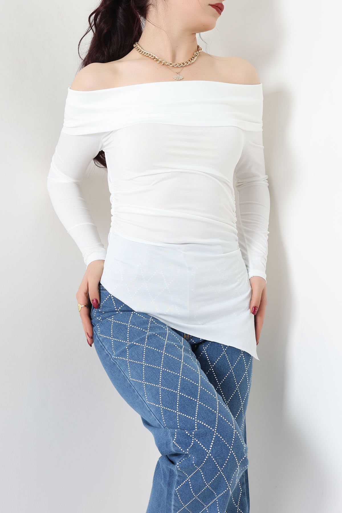 Sandy Madonna Yaka Bluz Ekru - 42804.1949.