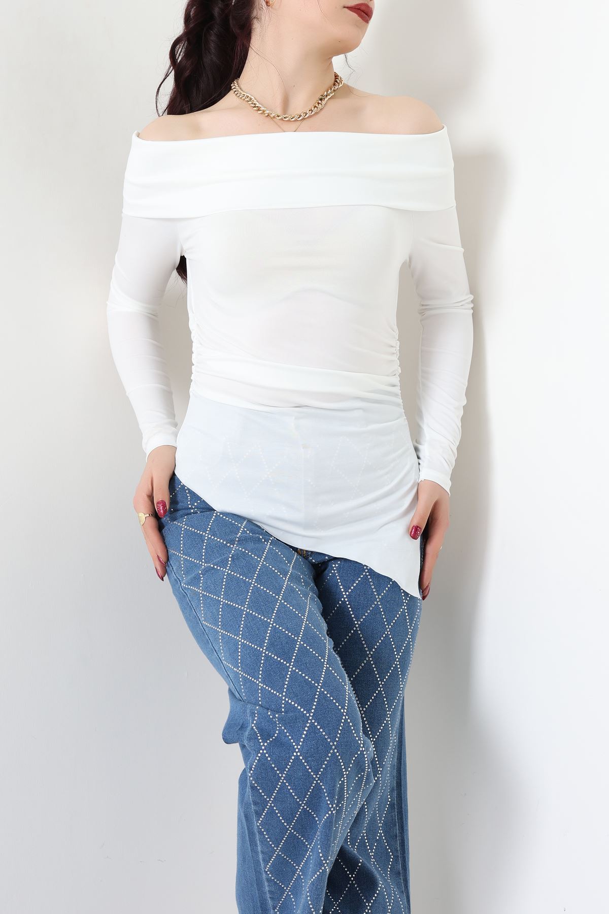 Sandy Madonna Yaka Bluz Ekru - 42804.1949.