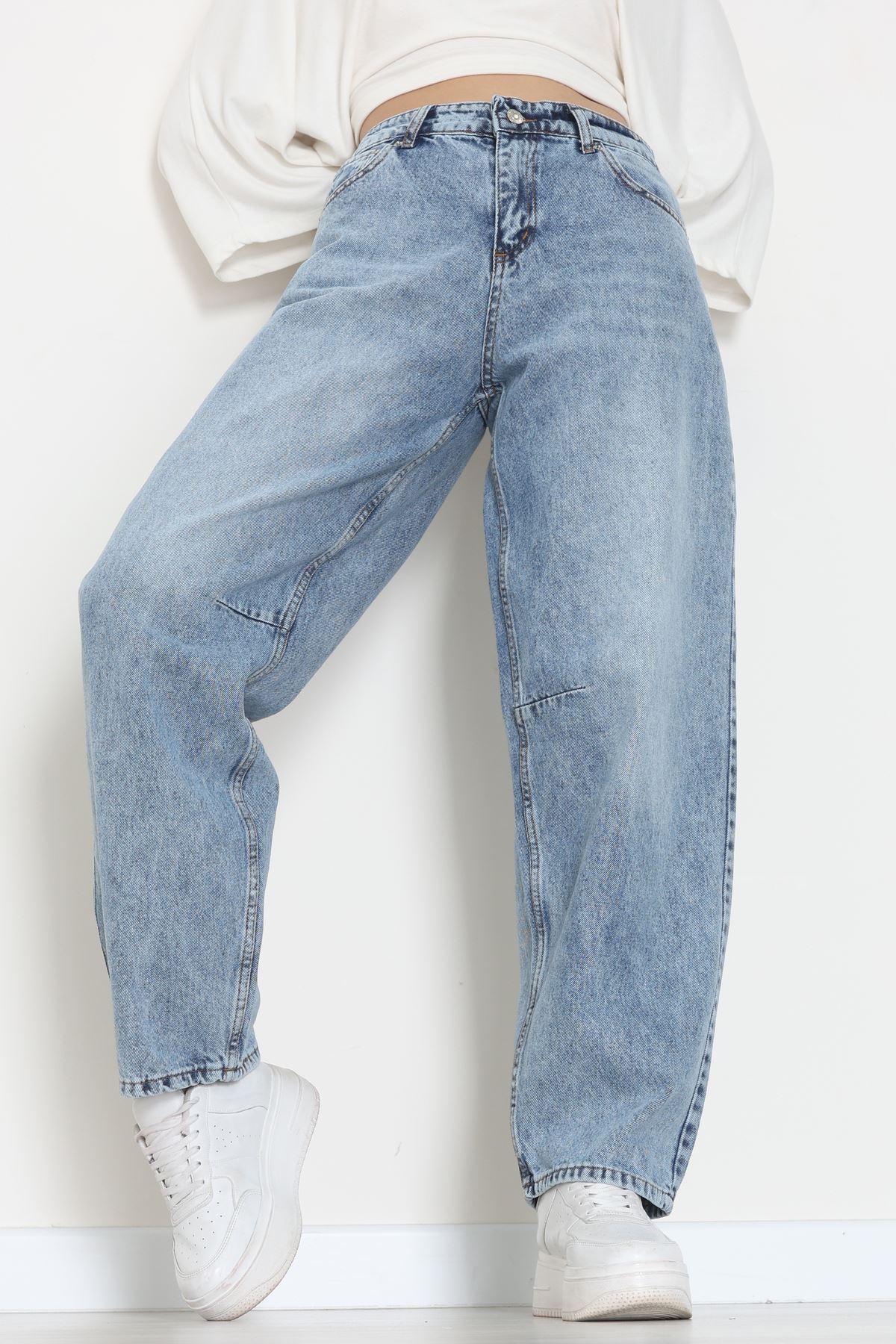 Arkası Tokalı Baggy Kot Pantolon Buzyıkama - 31712.2059.