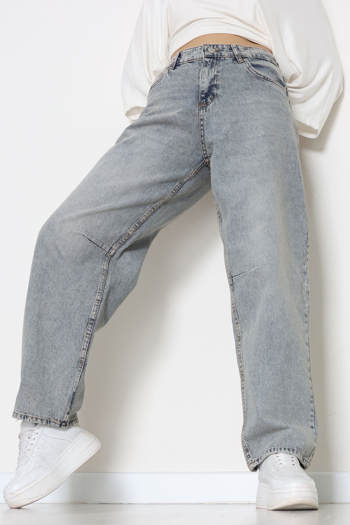 Arkası Tokalı Baggy Kot Pantolon Tintkahve - 31712.2059.