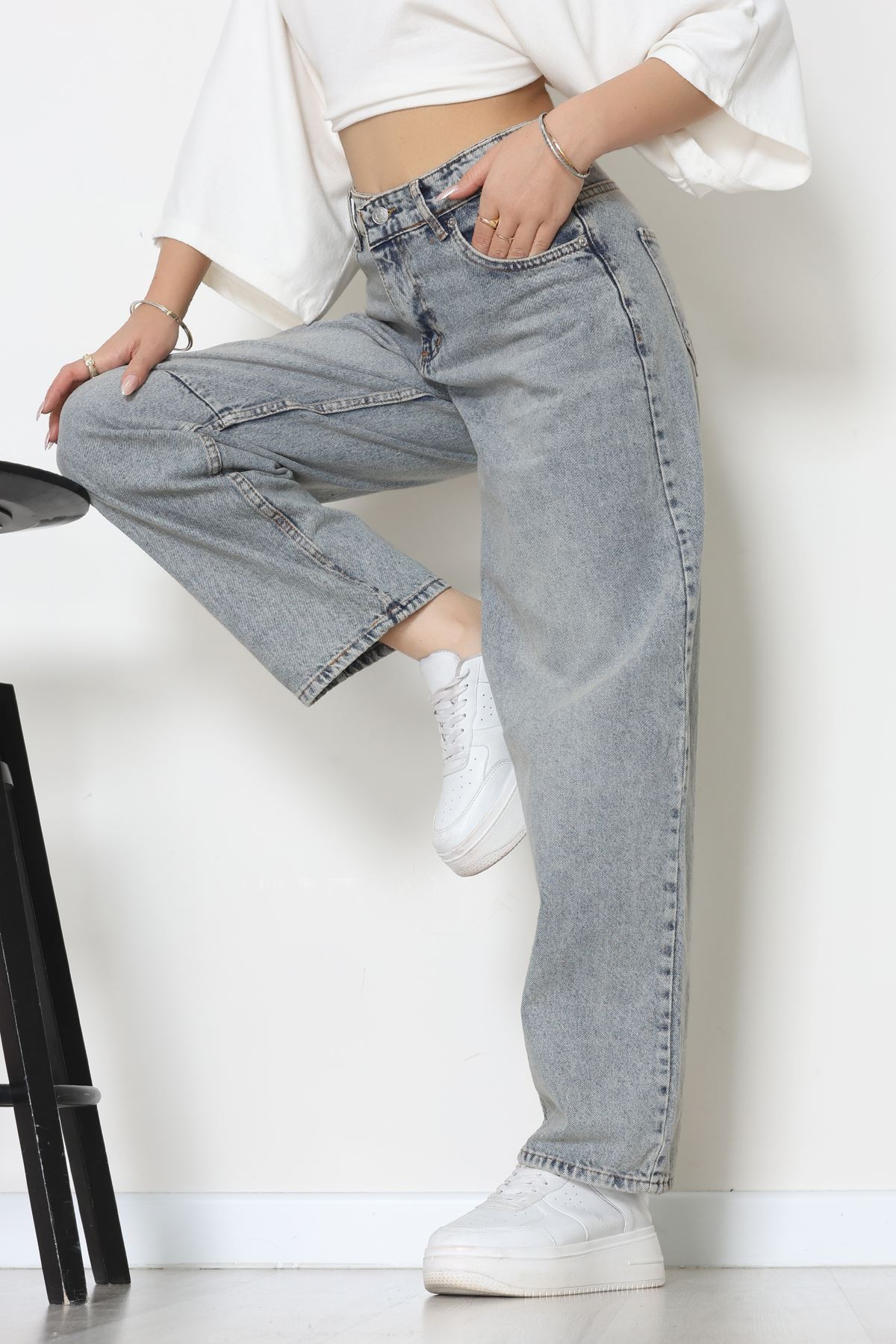 Arkası Tokalı Baggy Kot Pantolon Tintkahve - 31712.2059.