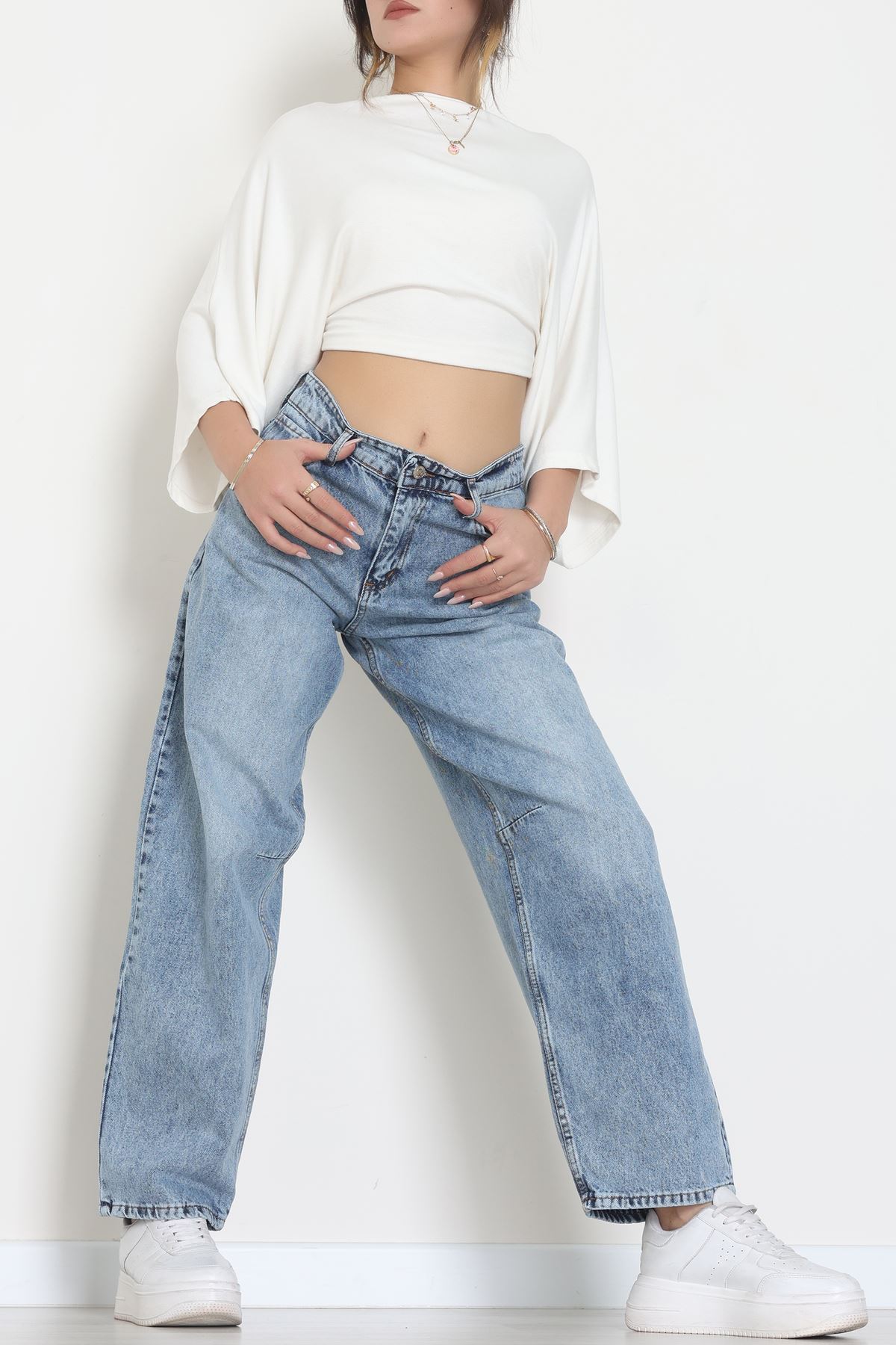 Arkası Tokalı Baggy Kot Pantolon Buzyıkama - 31712.2059.