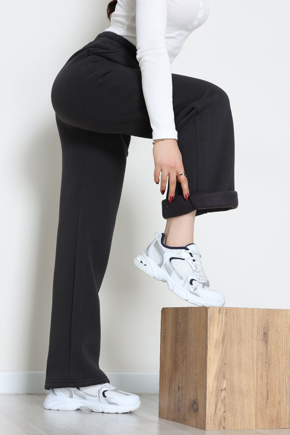 Üç İplik Palazzo Eşofman Altı Koyufüme - 20970.1878.