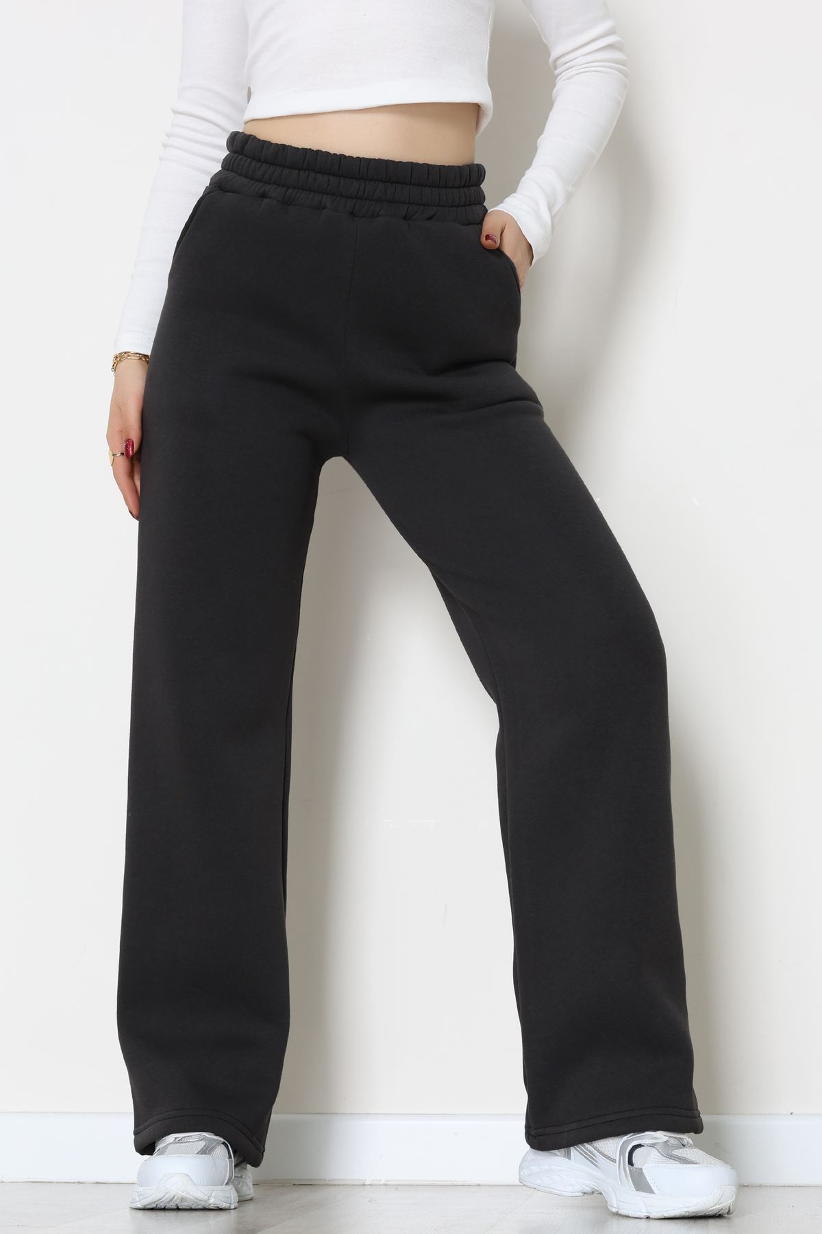 Üç İplik Palazzo Eşofman Altı Koyufüme - 20970.1878.