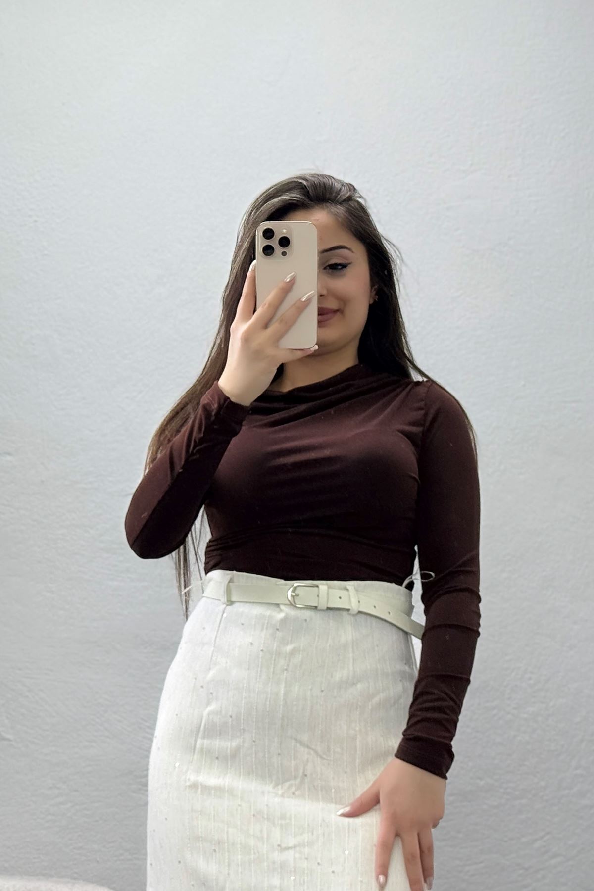 Sandy Kayık Kaya Bluz Kahve - 42802.1949.