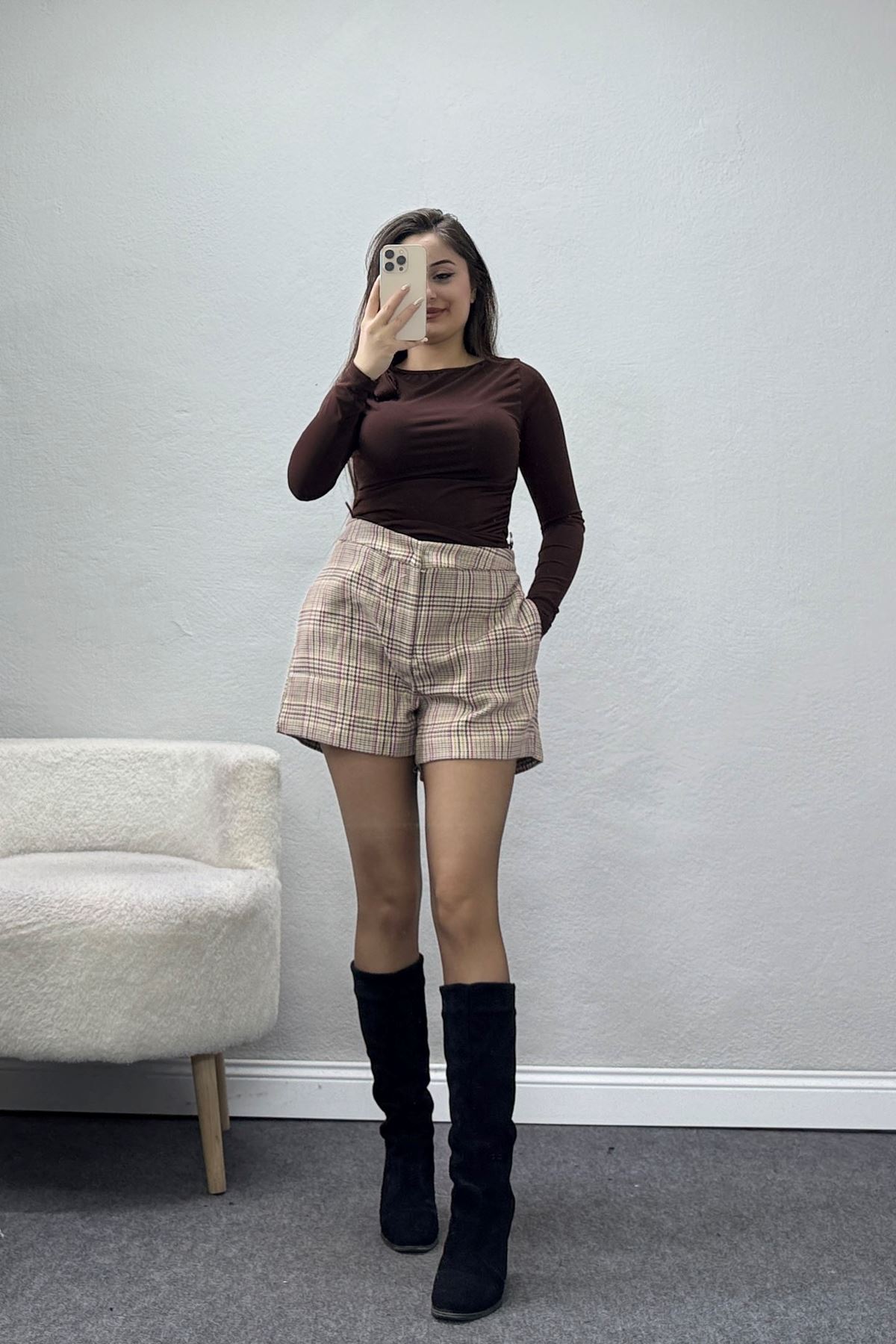 Ekose Şort Pembe - 10811.444.