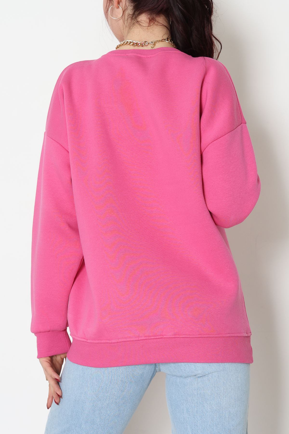 3 İplik Bisiklet Yaka Sweat Fuşya - 42242.1878.