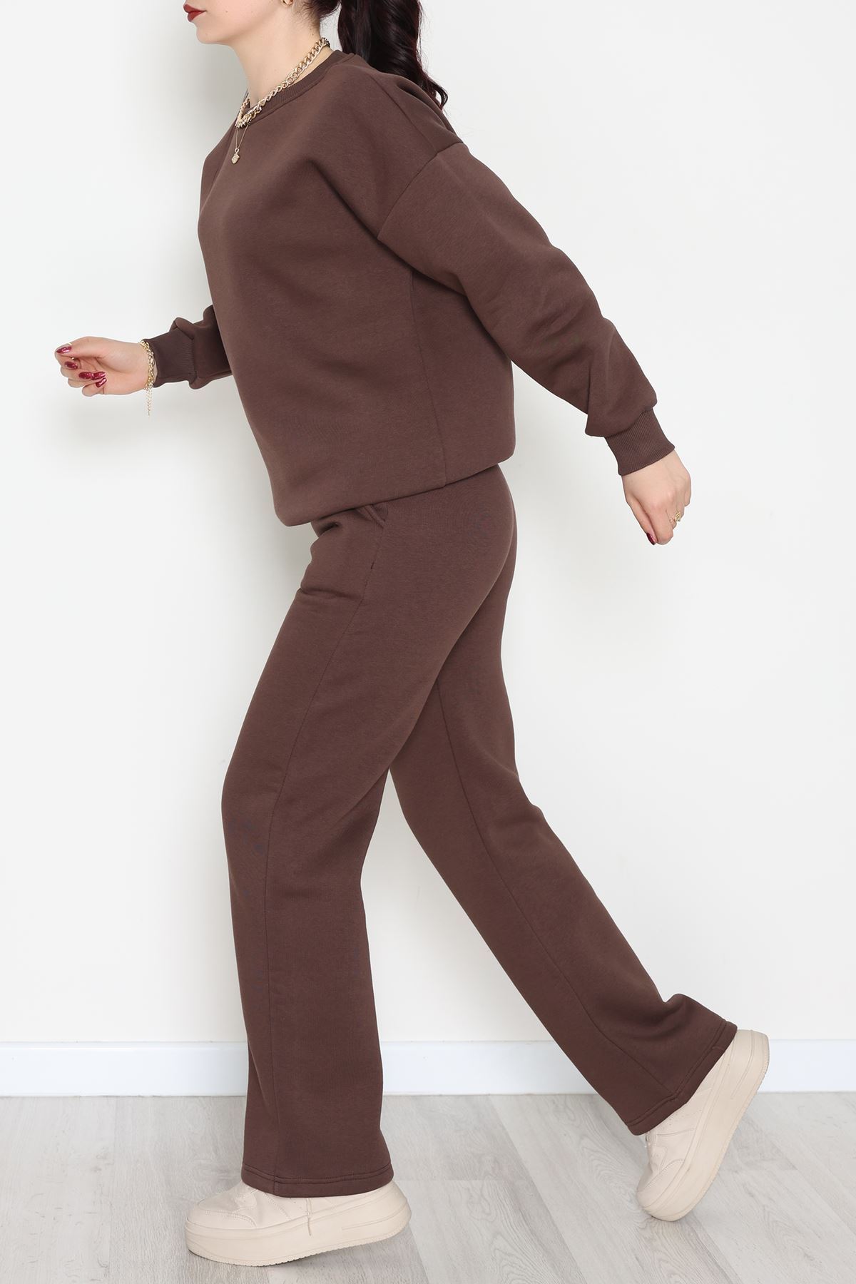 Üç İplik Eşofman Takımı Acıkahve - 70779.1878.