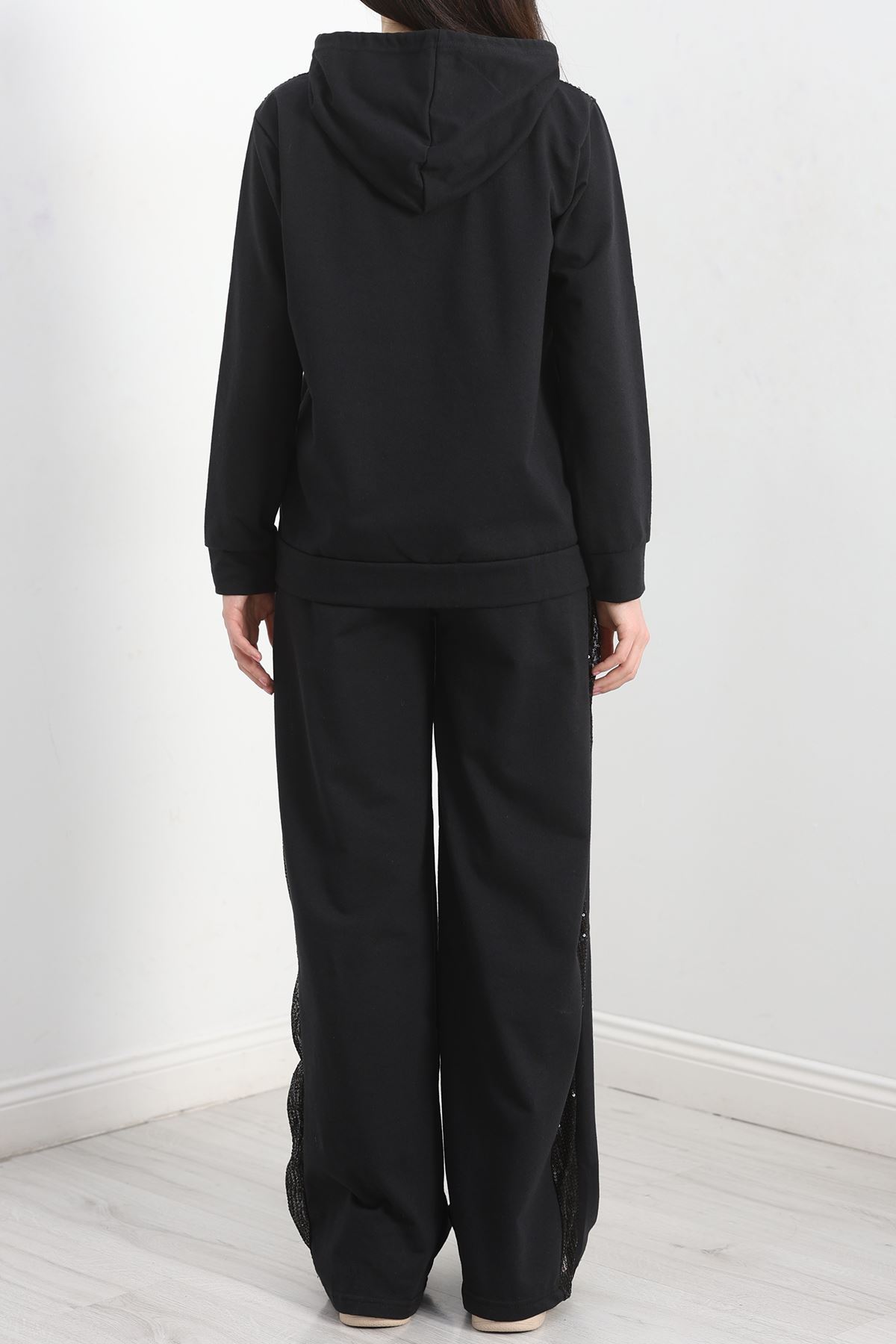 Pul İşlemeli 2 İplik Eşofman Takımı Siyah - 40016.1857.