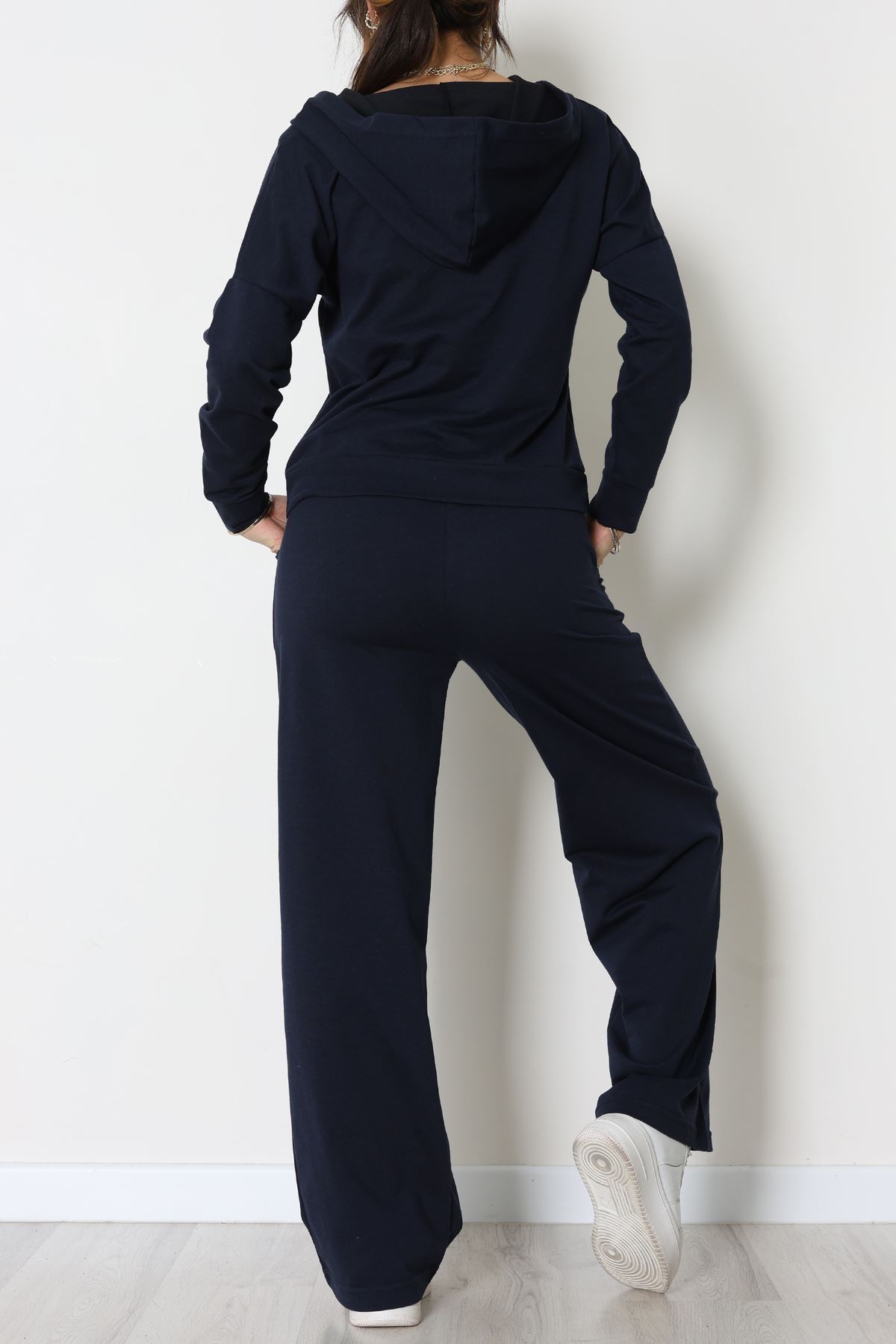 Kruvaze Yaka Kapşonlu Takım Lacivert - 30094.1857.