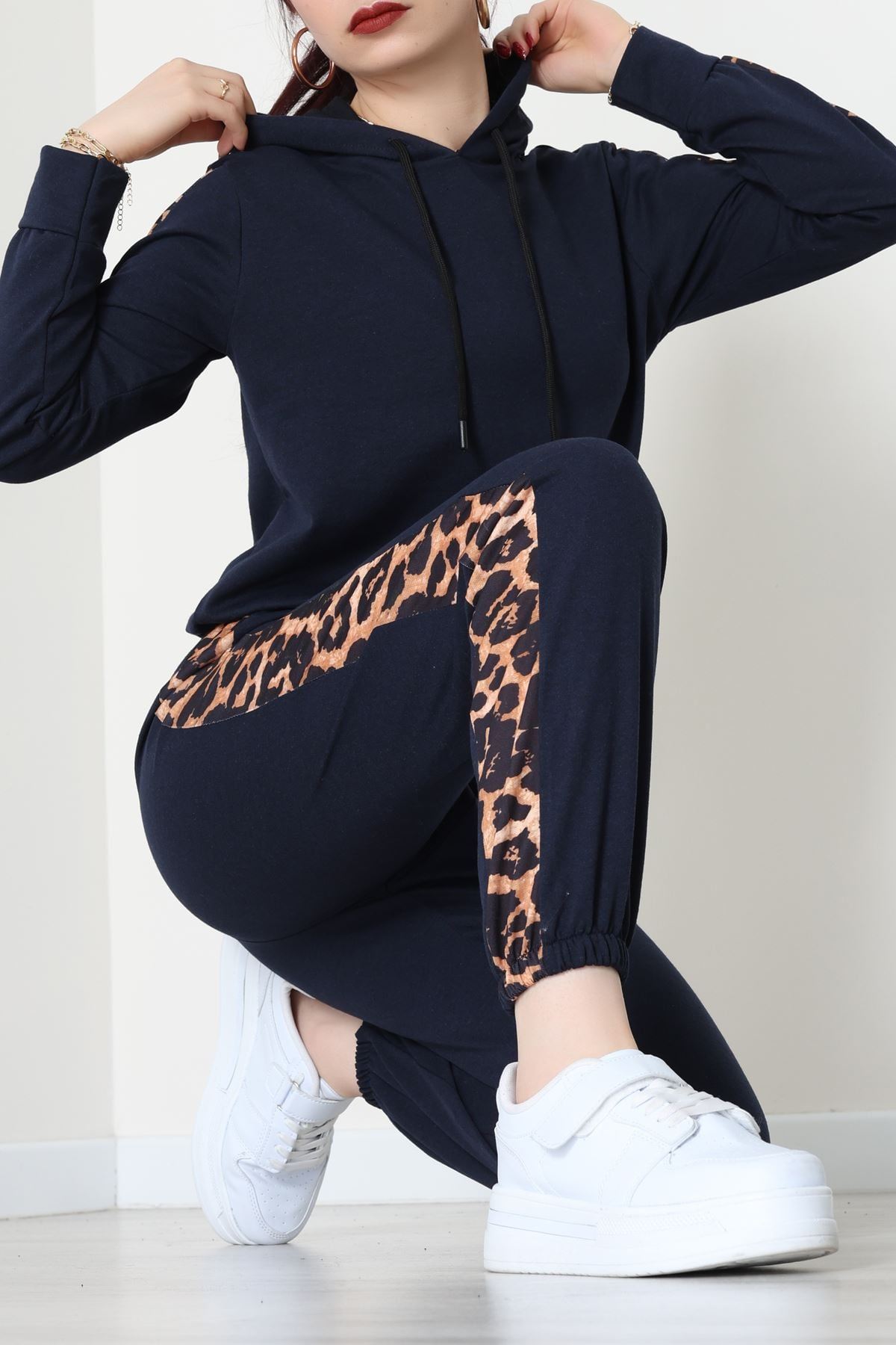 Leopar Garnili Eşofman Takım Lacivert - 20112.1857.