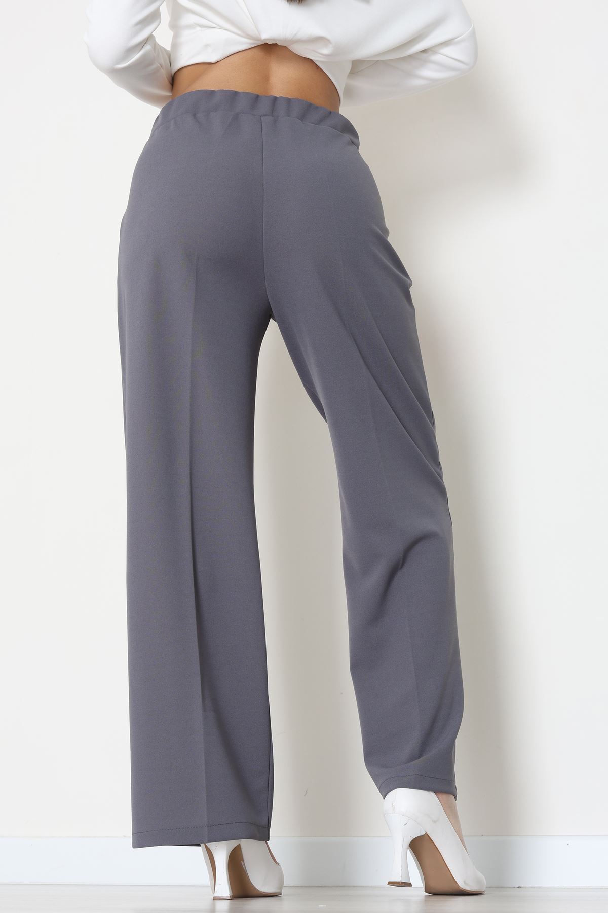 İthal Scuba Krep Lastikli Pantolon Antrasit - 51234.1397.