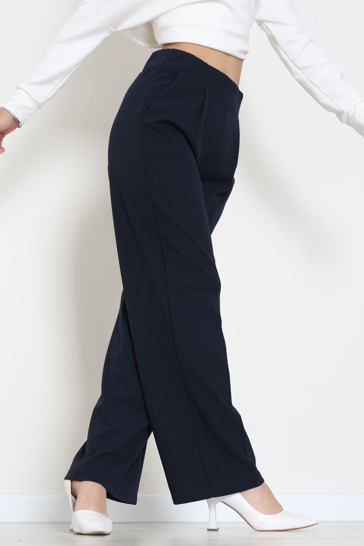 İthal Scuba Krep Lastikli Pantolon Lacivert - 51234.1397.