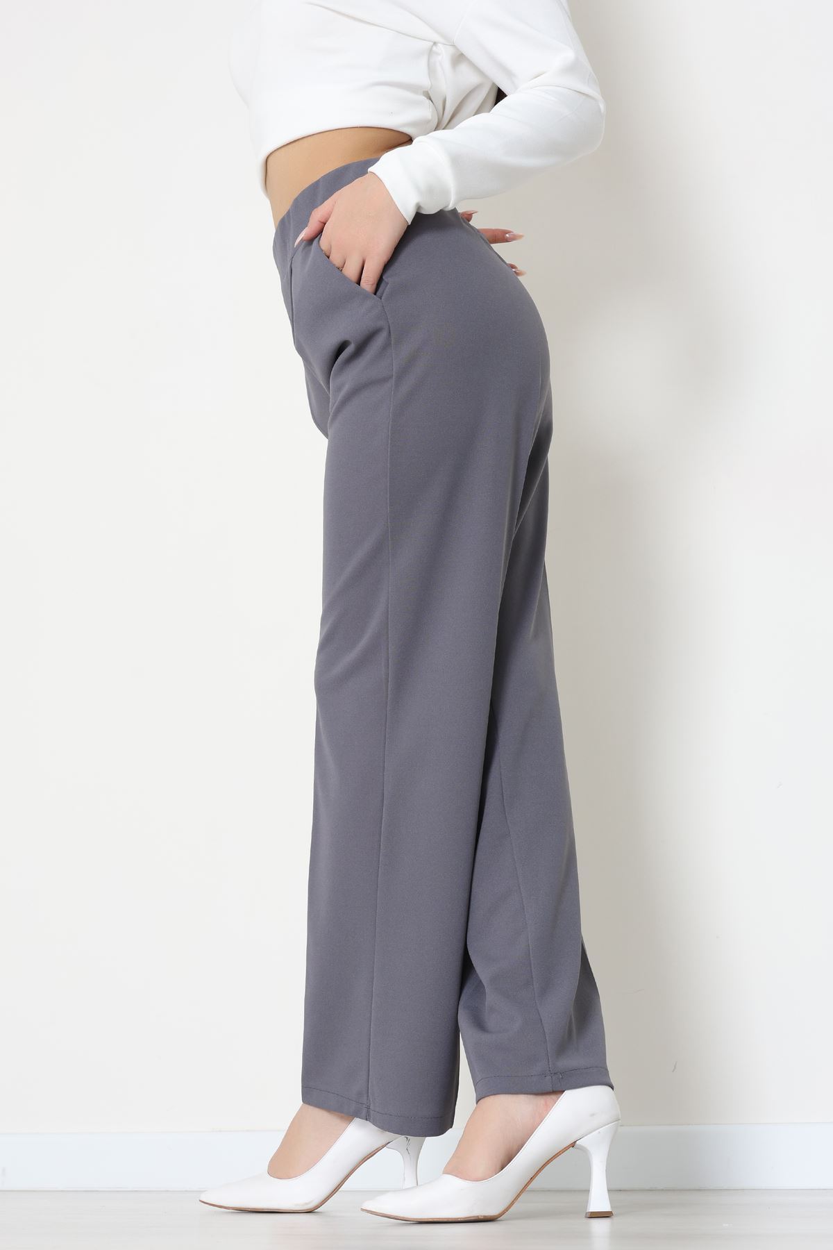 İthal Scuba Krep Lastikli Pantolon Antrasit - 51234.1397.