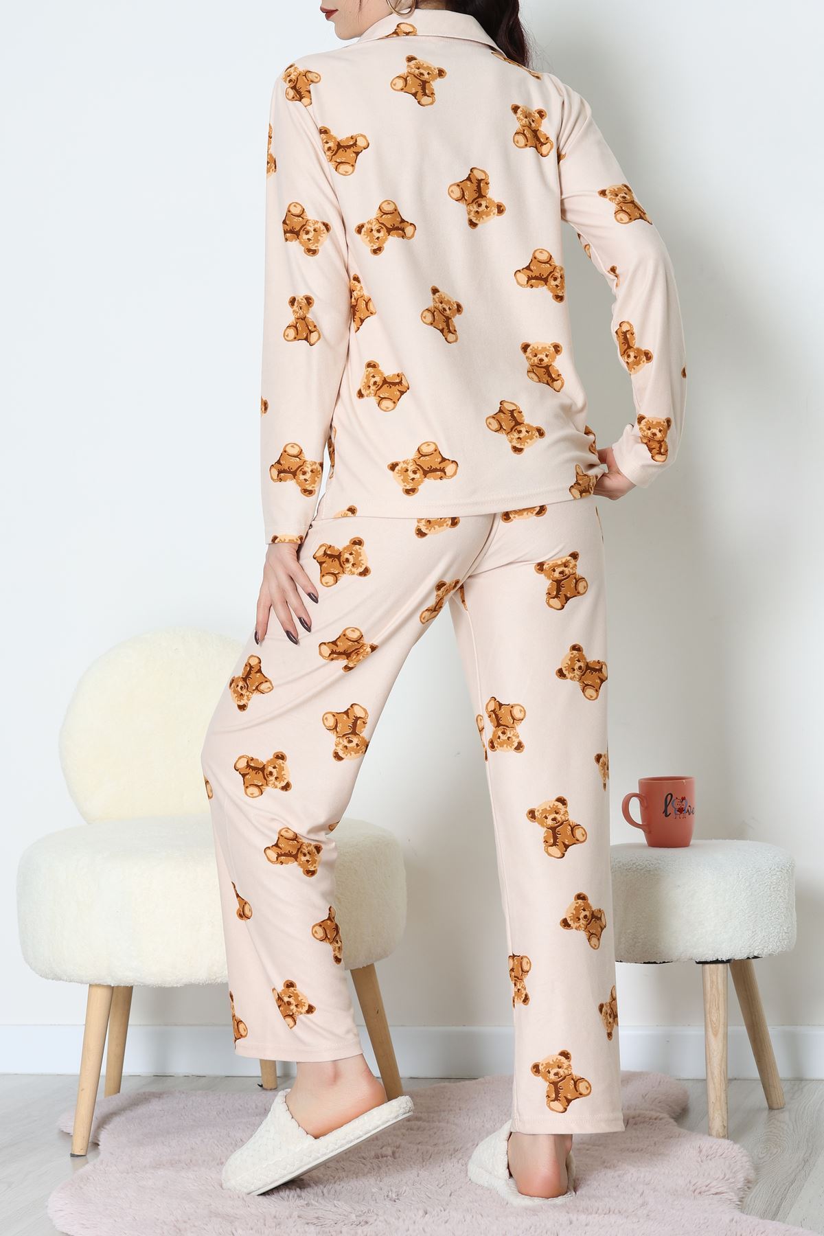 Düğmeli Süet Takım Bejayıkafa - 450.1287.