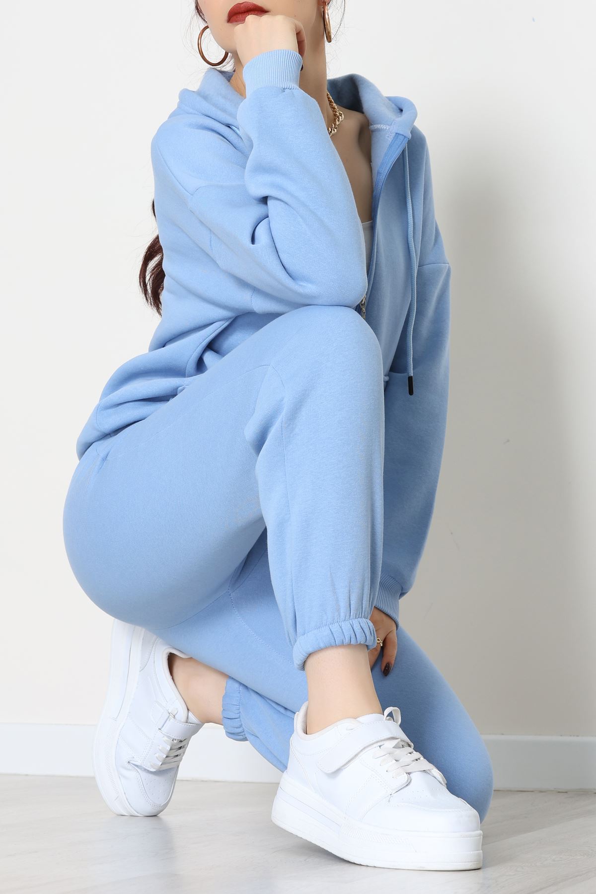 3 İplik Kapşonlu Eşofman Takımı Bebemavi - 20255.1878.