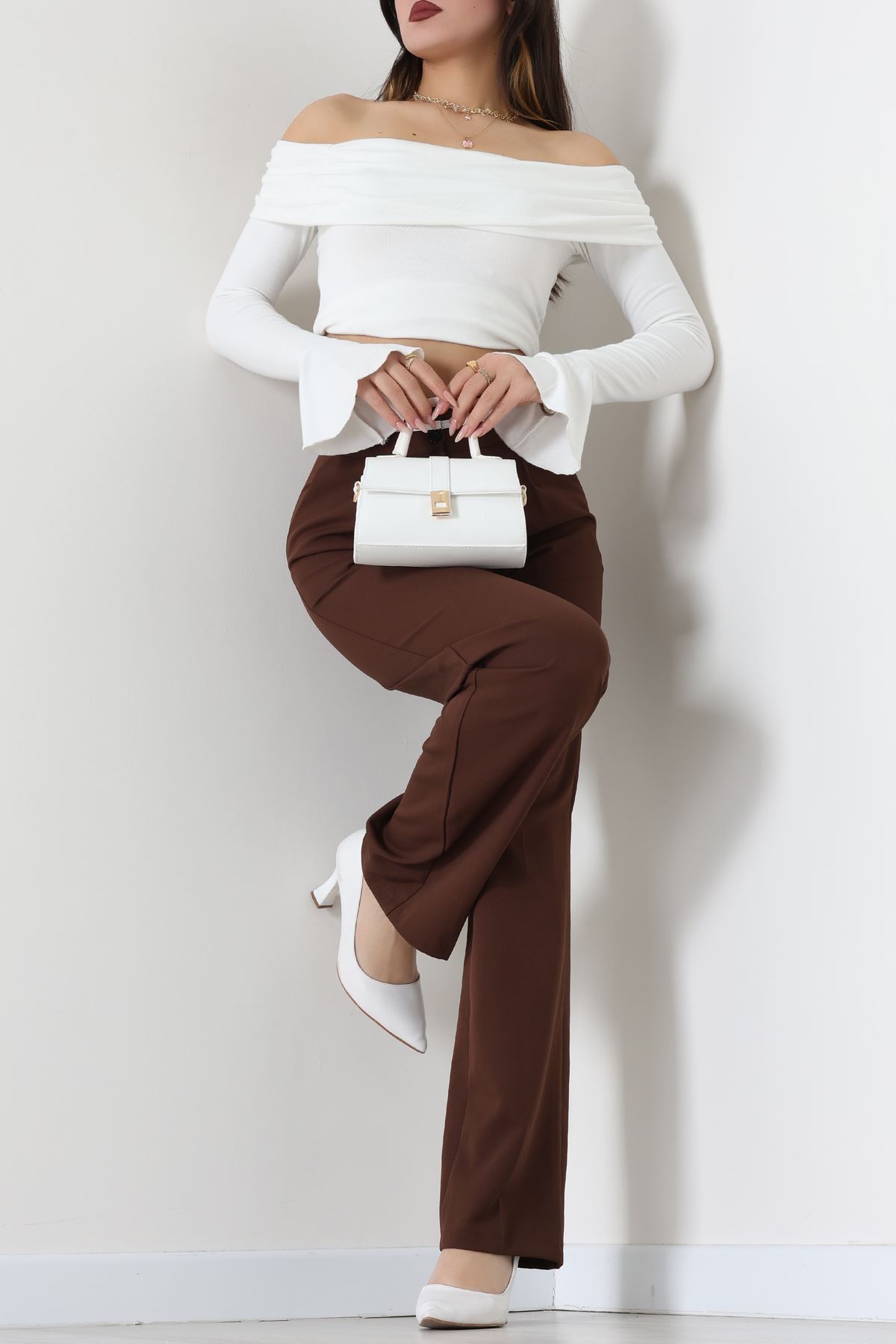 Ekstraforlu Palazzo Pantolon Kahve1 - 50054.1920.