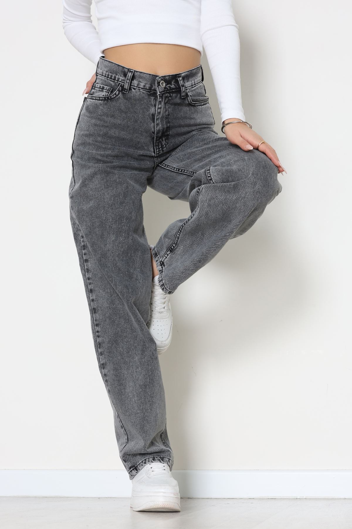 Tokalı Baggy Kot Pantolon Açıkfüme - 31558.2088.