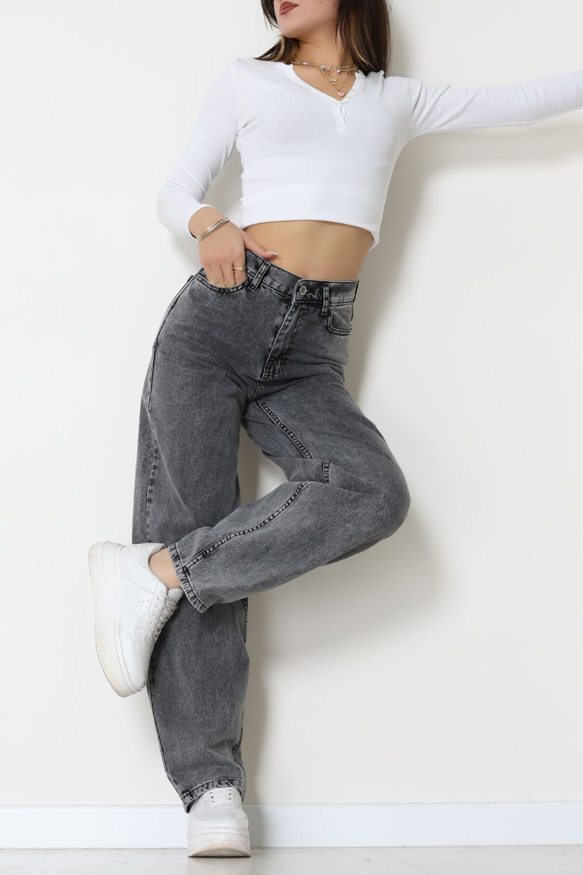 Tokalı Baggy Kot Pantolon Açıkfüme - 31558.2088.