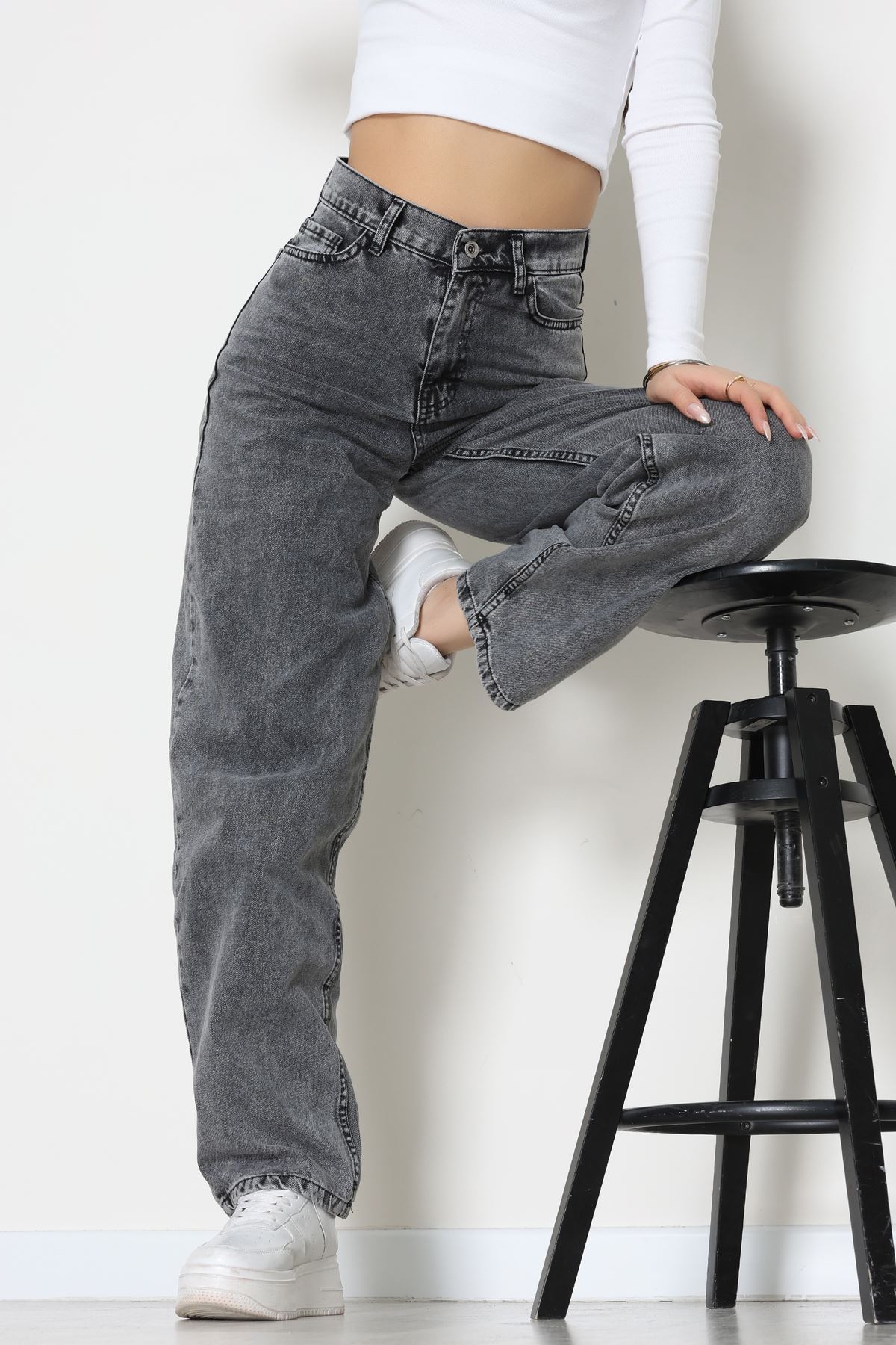 Tokalı Baggy Kot Pantolon Açıkfüme - 31558.2088.