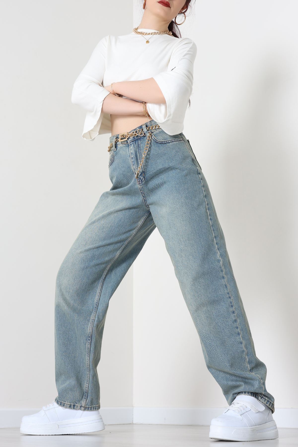 Baggy Kot Pantolon Tintaçıkmavi - 31536.2088.