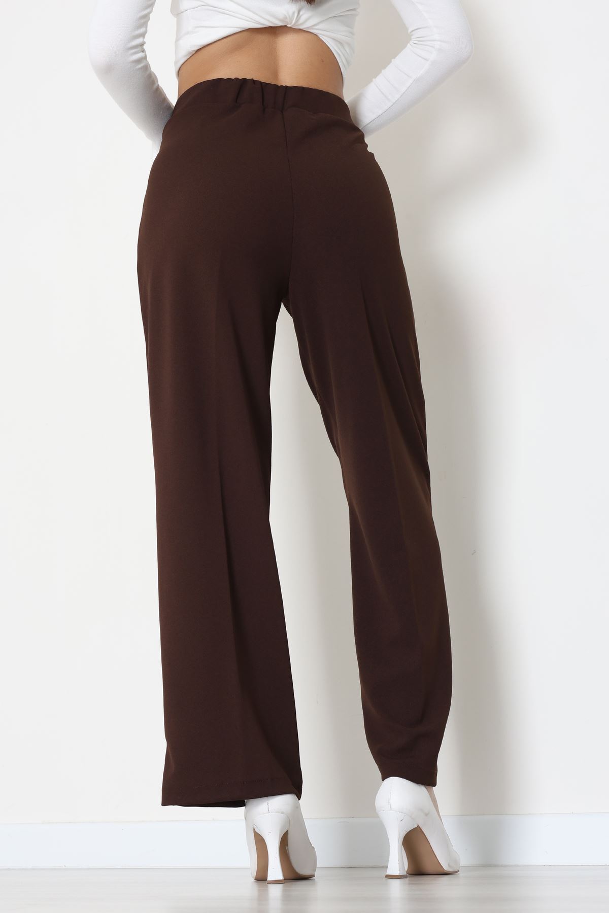 İthal Scuba Krep Lastikli Pantolon Açıkkahve - 51234.1397.