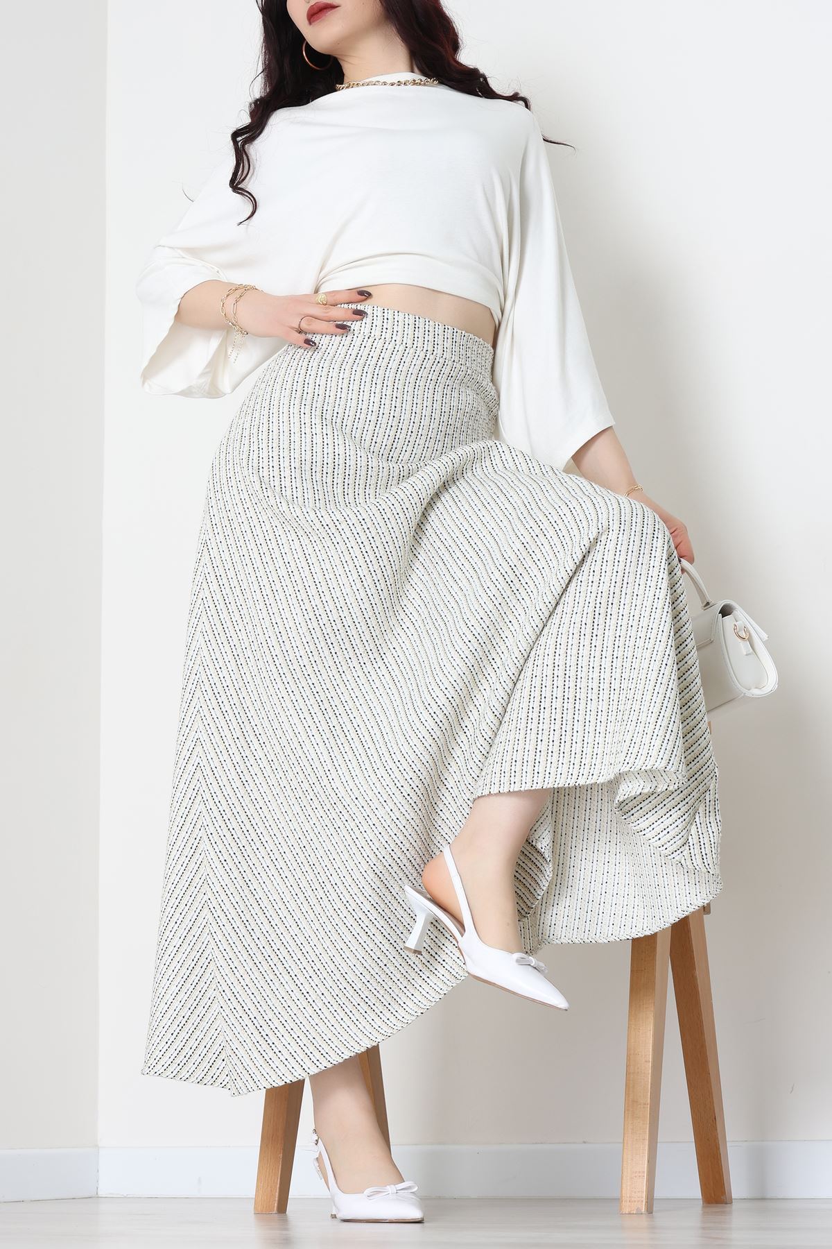 Çizgili Çan Etek Siyah - 60627.2126.