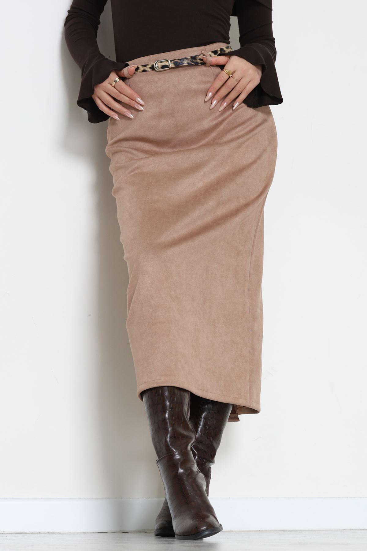 Kemerli Süet Etek Açıkvizon - 60653.2126.