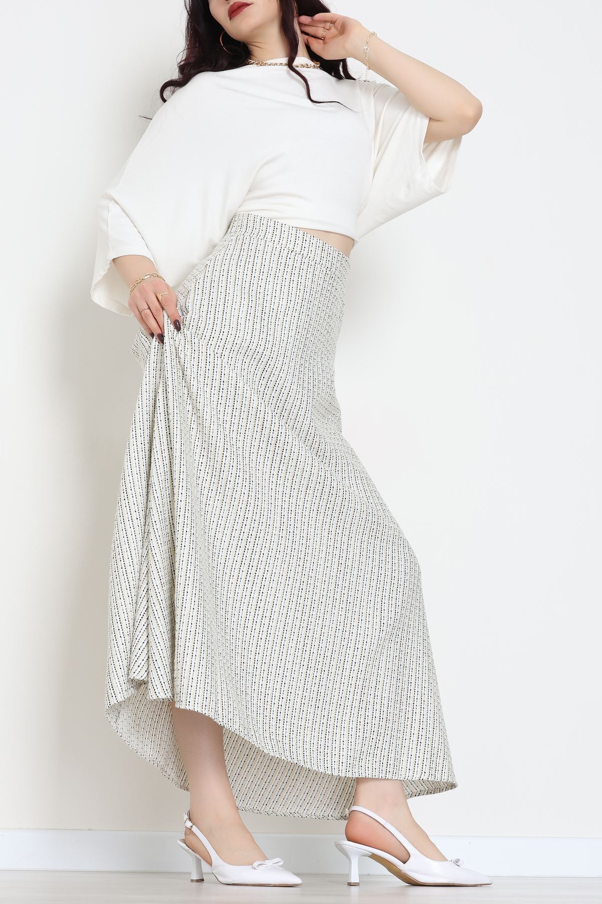 Çizgili Çan Etek Siyah - 60627.2126.