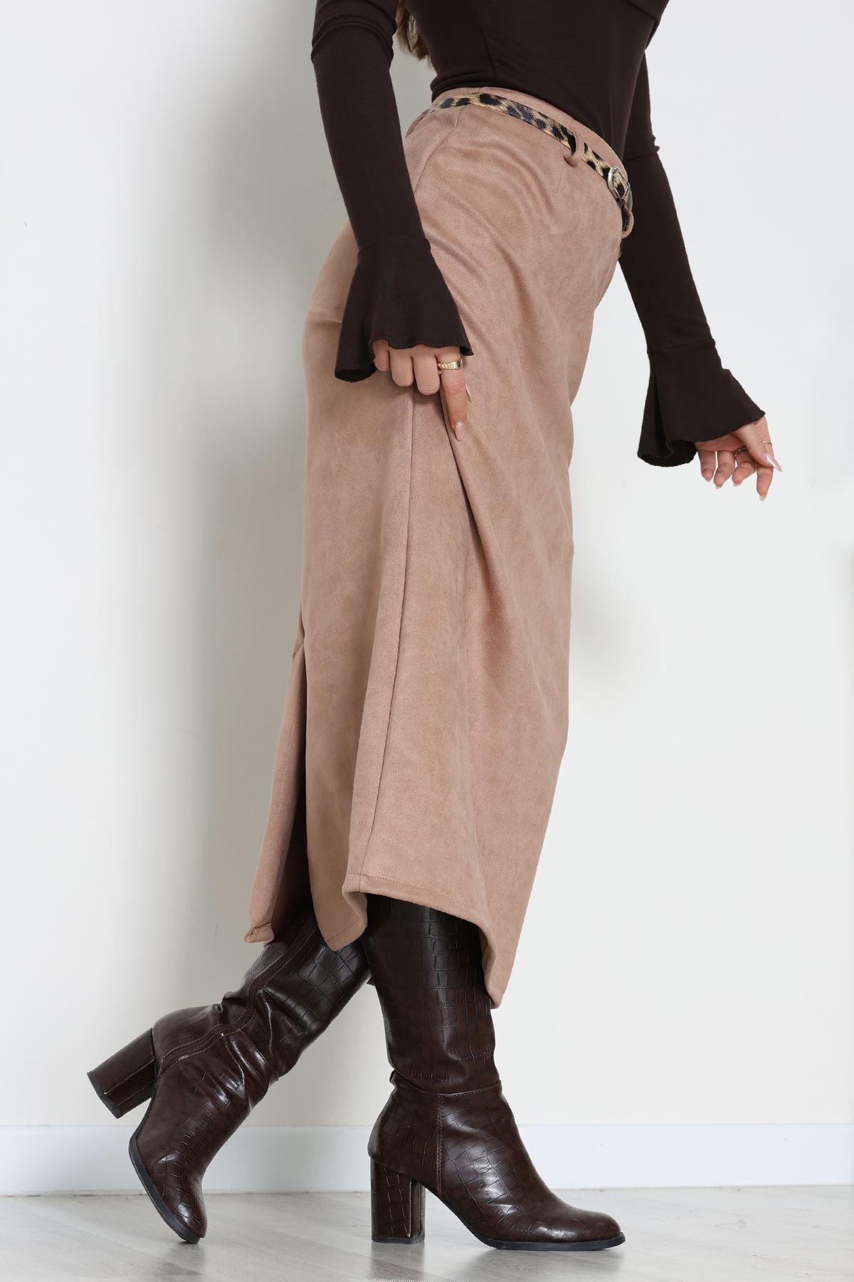 Kemerli Süet Etek Açıkvizon - 60653.2126.