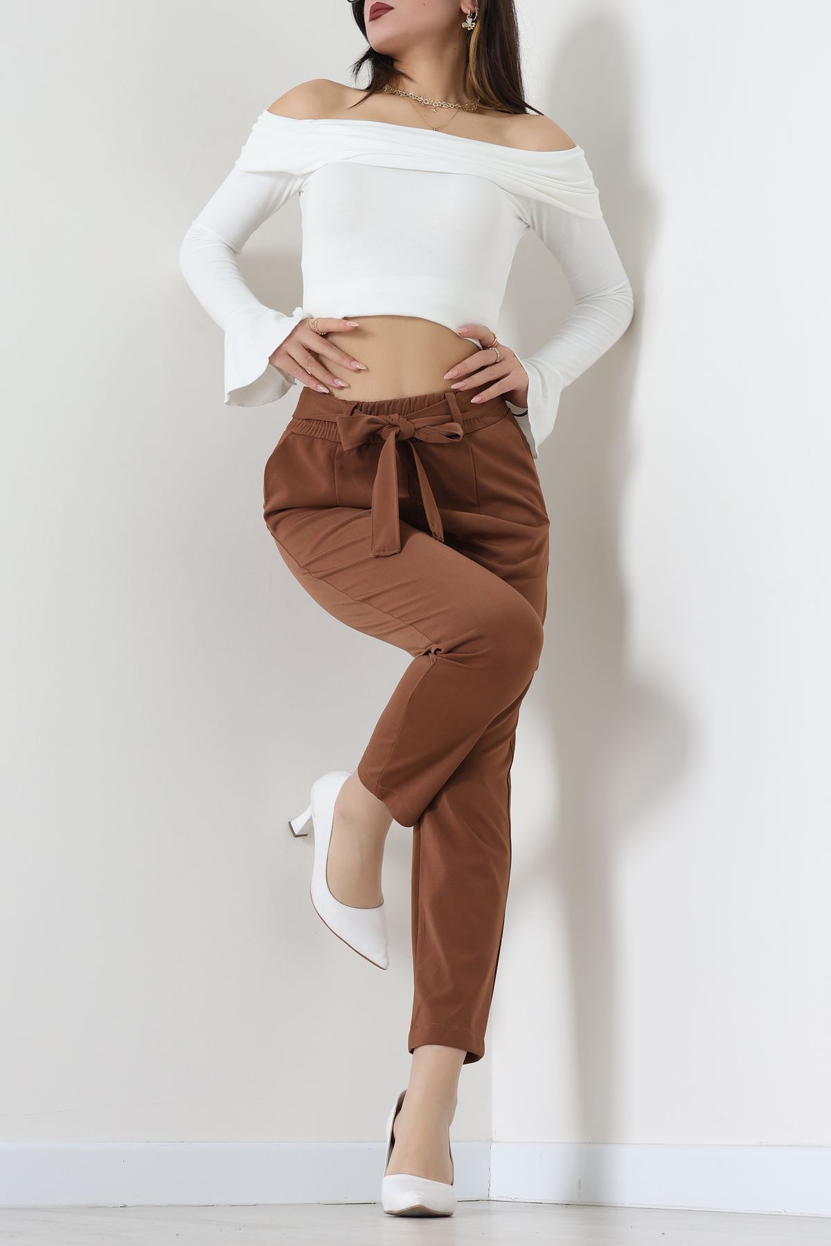 Ottoman Kuşaklı Pantolon Açıkkahve - 1824.2126.