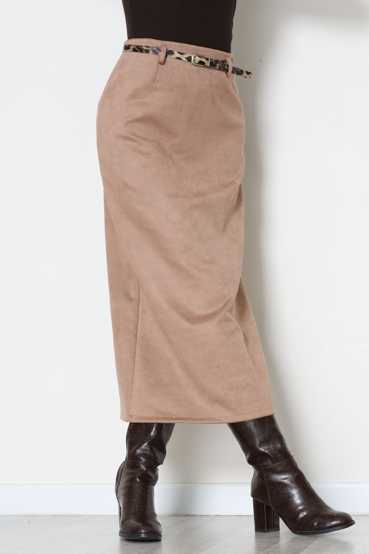 Kemerli Süet Etek Açıkvizon - 60653.2126.