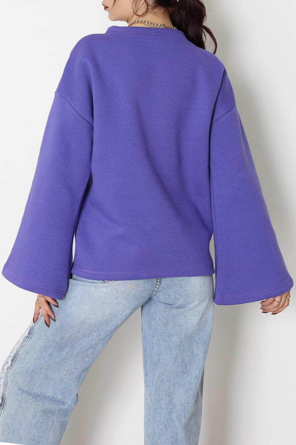 3 İplik Şardonlu İspanyol Kol Sweat Mor - 42606.1878.