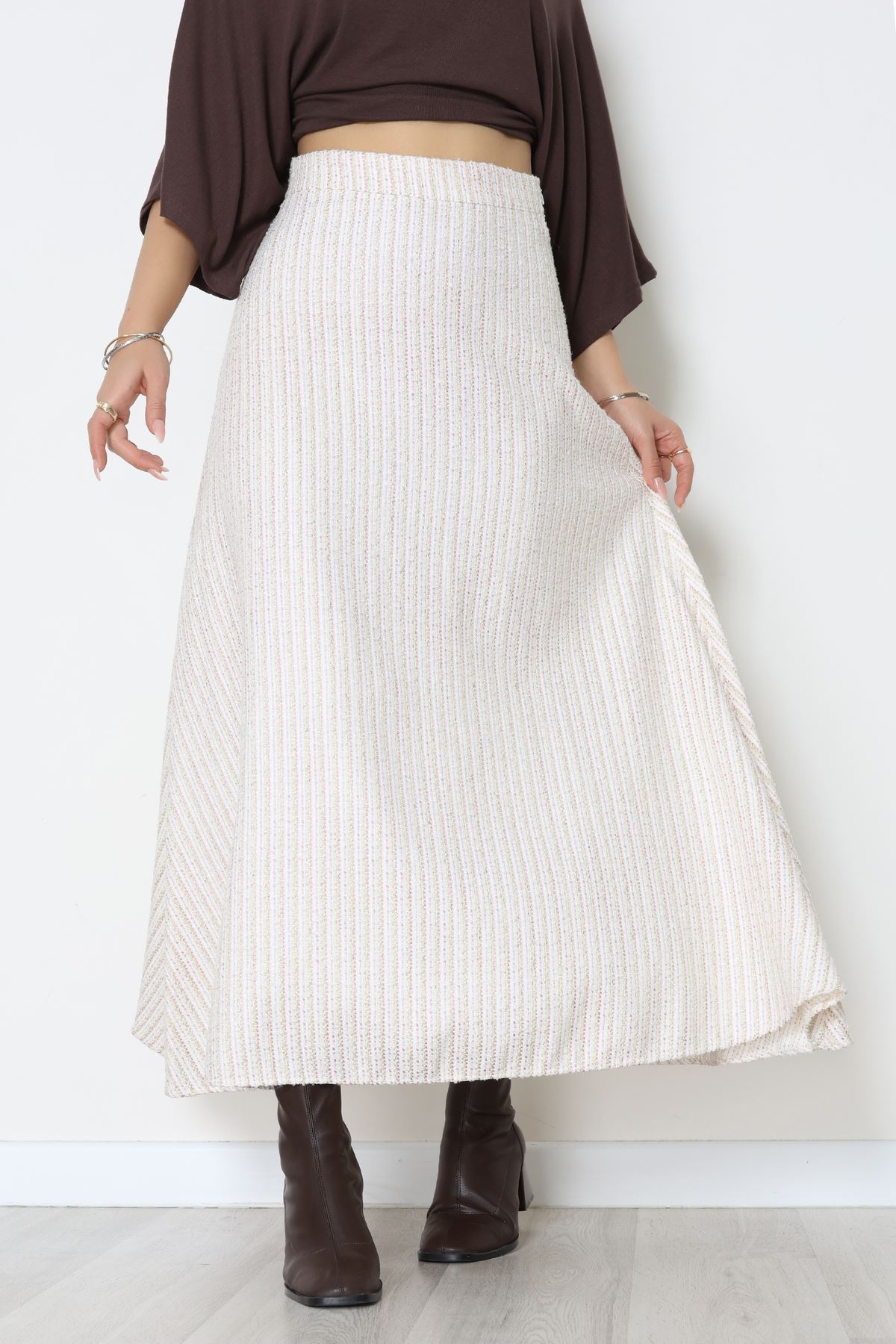 Çizgili Çan Etek Pembe - 60627.2126.