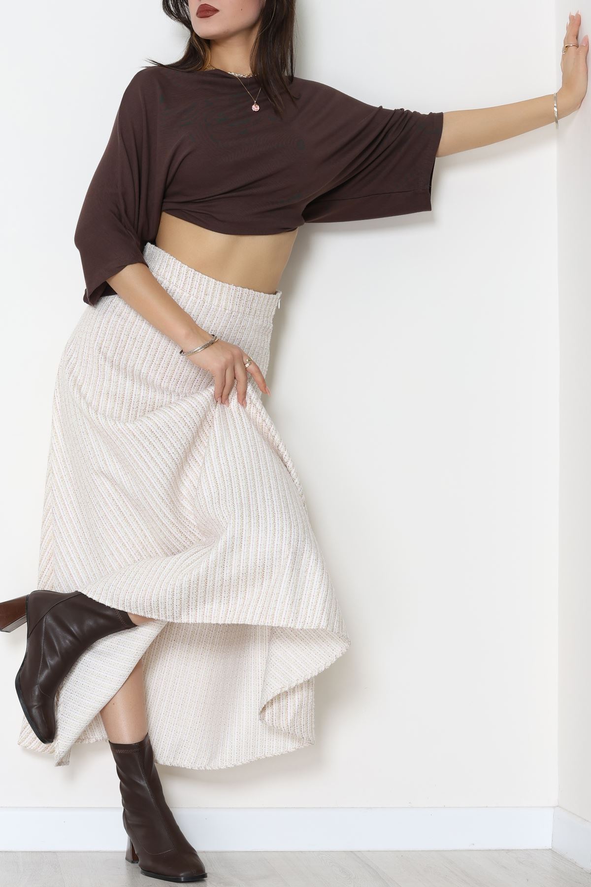 Çizgili Çan Etek Pembe - 60627.2126.